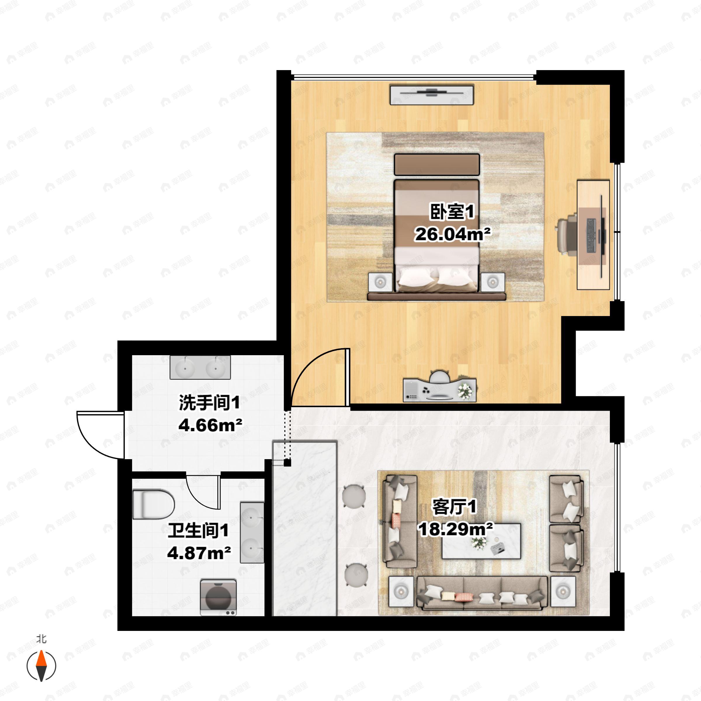 友谊时代广场1室1厅1卫户型图