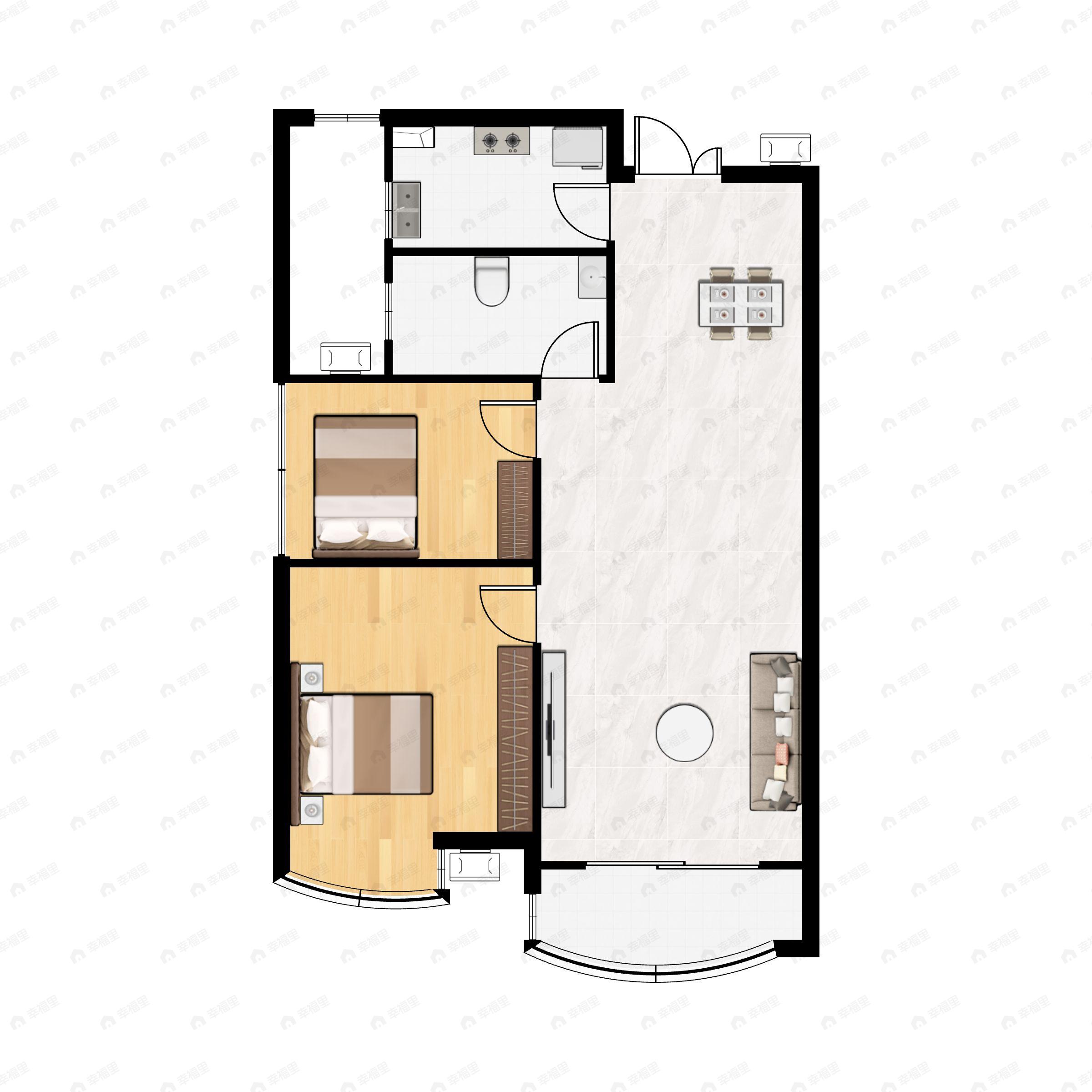 腾威城2室2厅1卫户型图