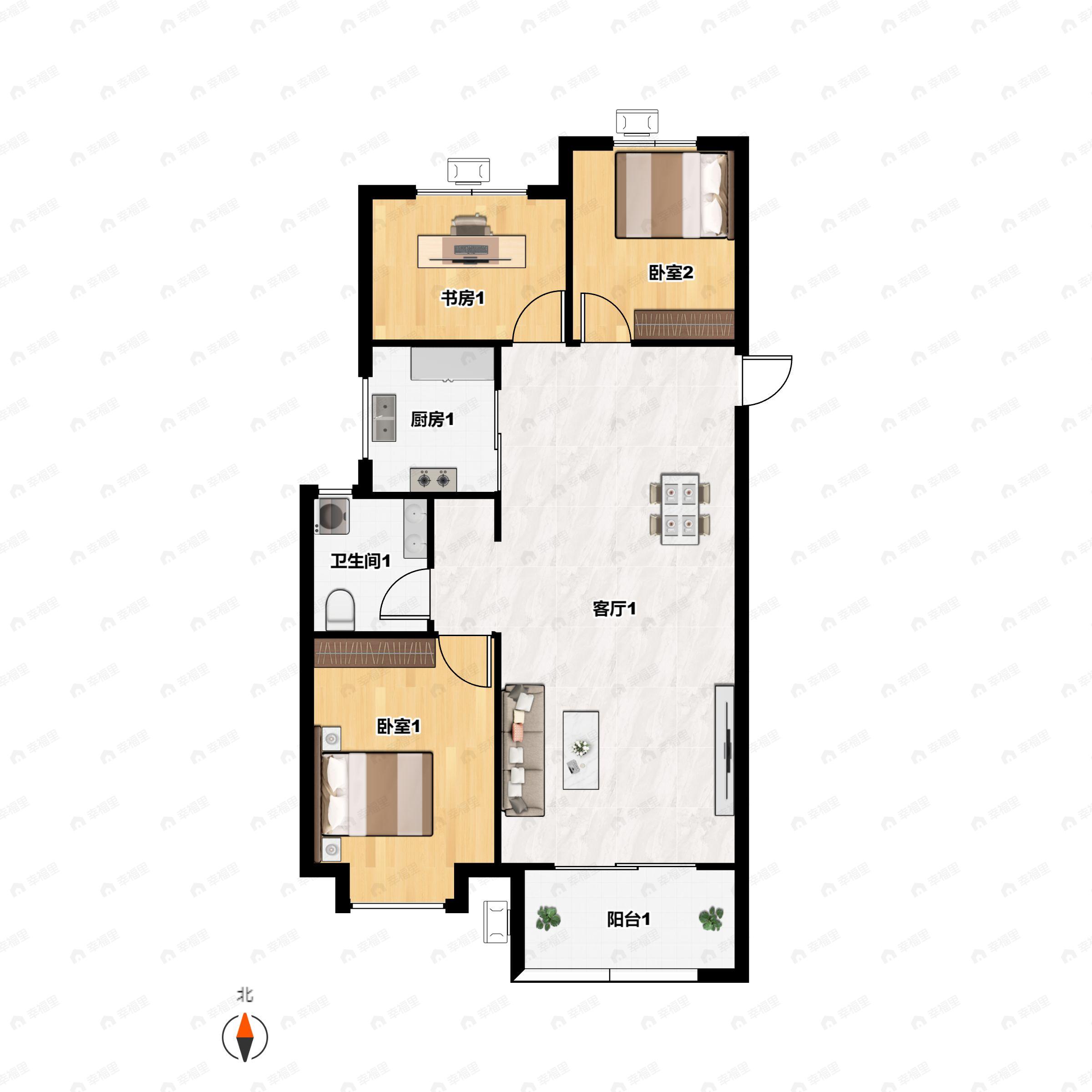 路劲九郡3室2厅1卫户型图