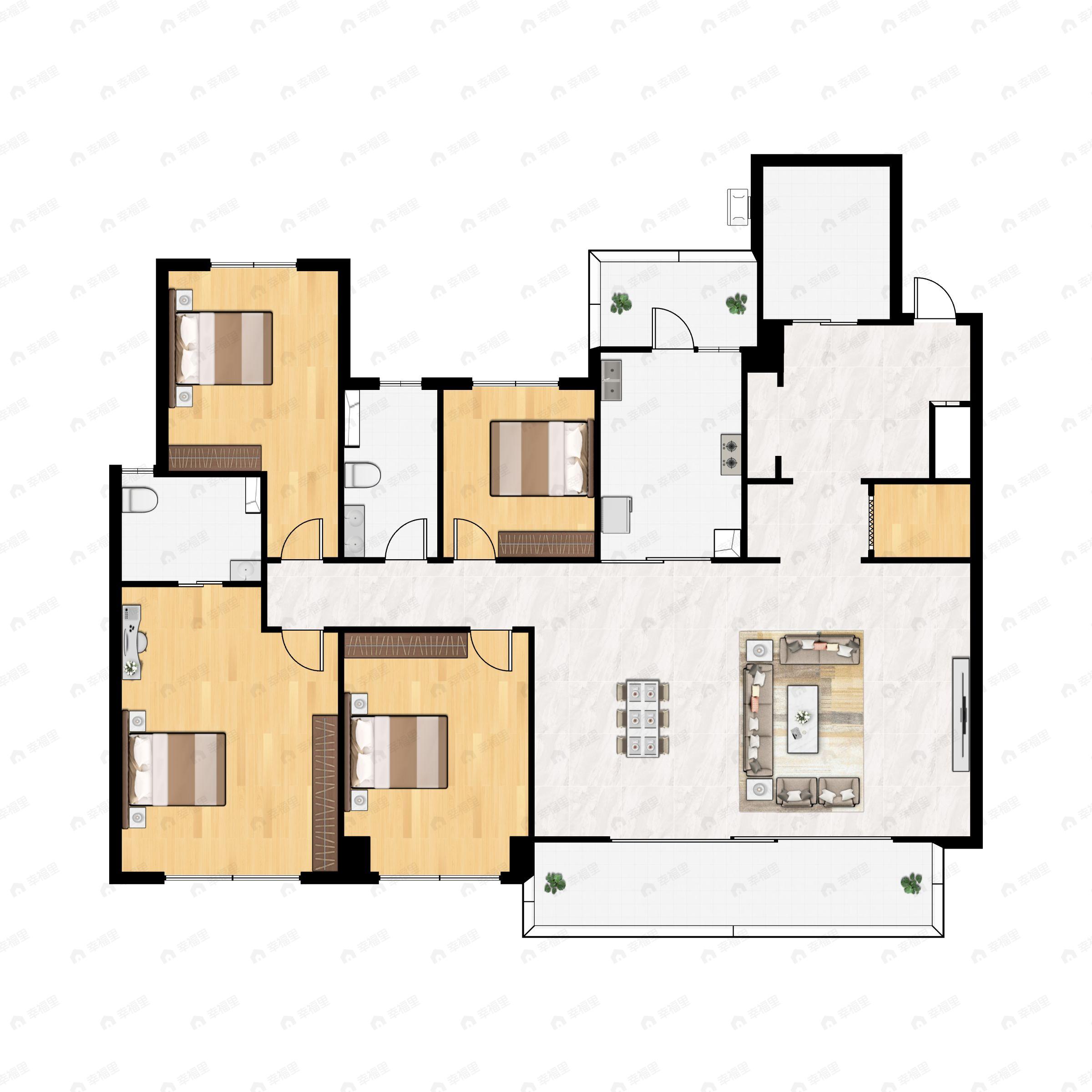 首开龙湖景粼玖序4室2厅2卫户型图