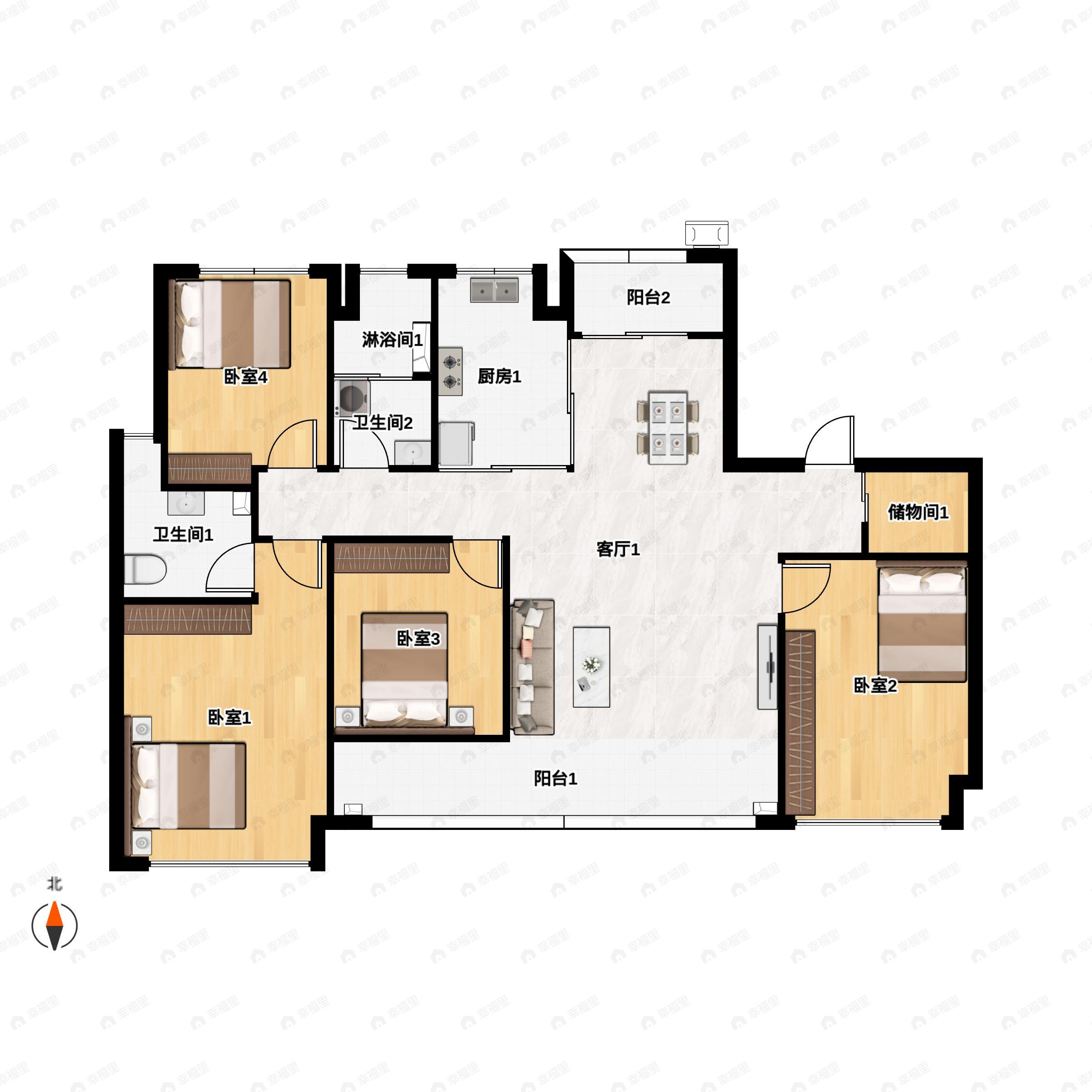 建发朗云4室2厅2卫户型详情,户型图_北京新房出售【北京幸福里】