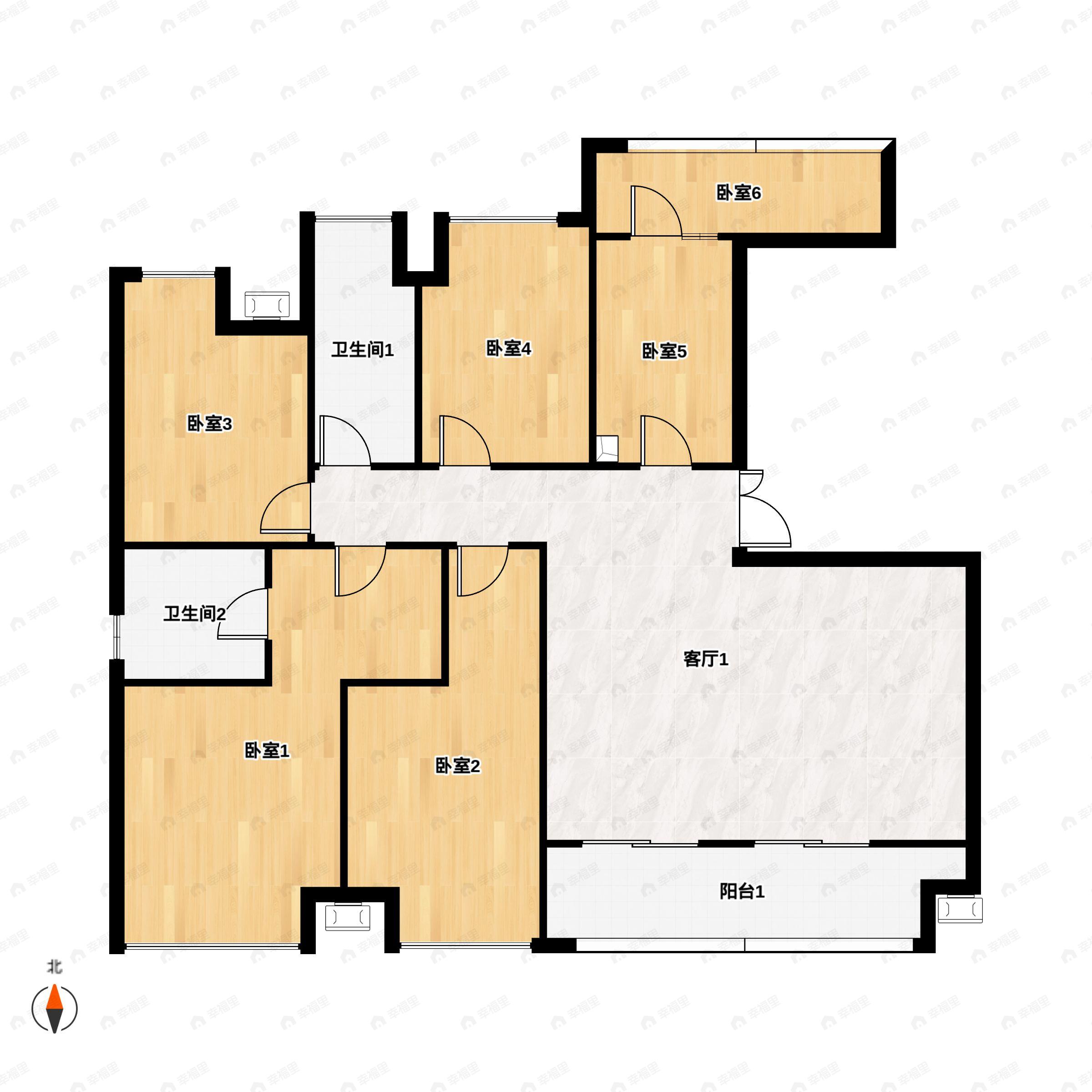 4室2厅2卫建面151平南户型图