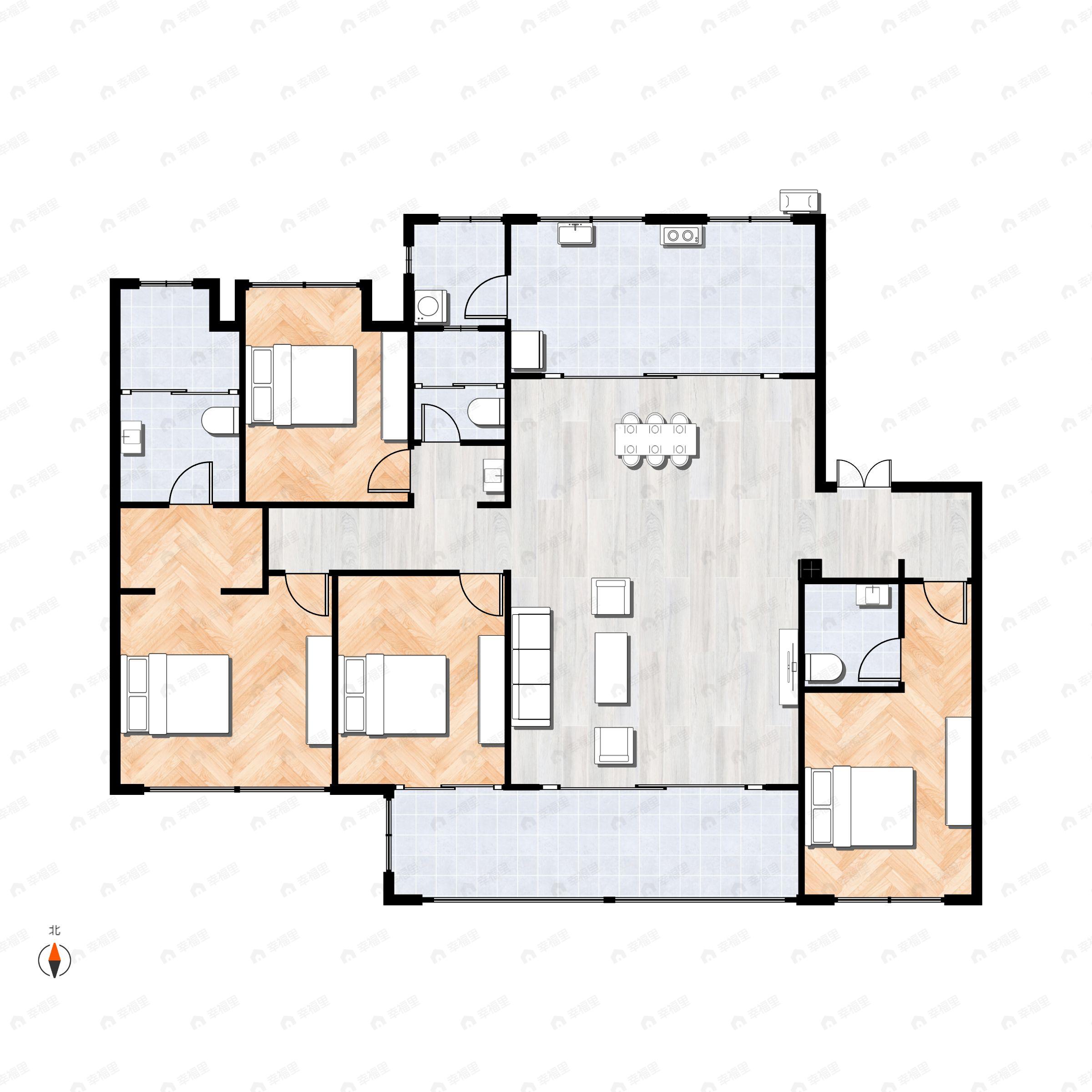 4室2厅3卫建面180平户型图