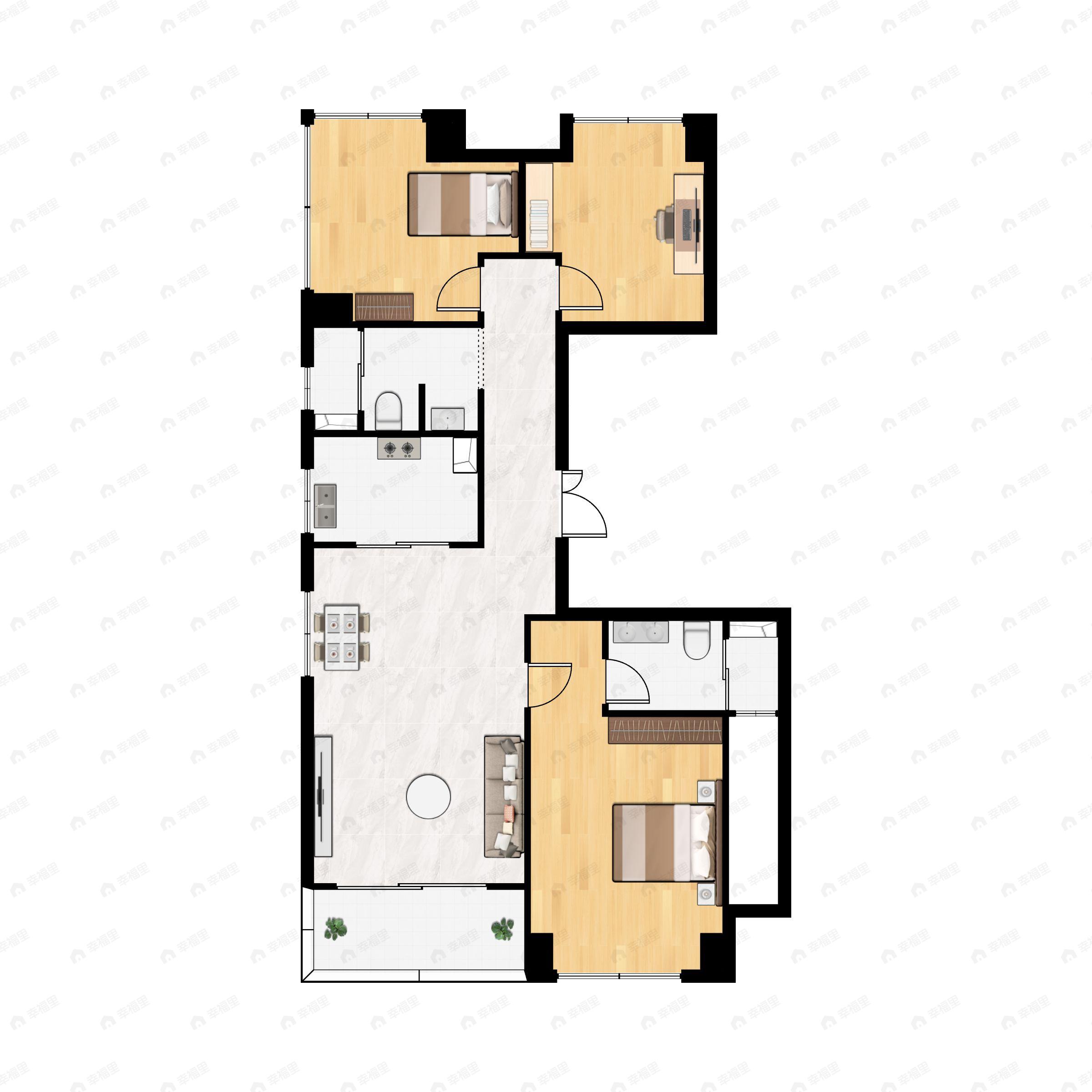 3室2厅2卫建面117平户型图