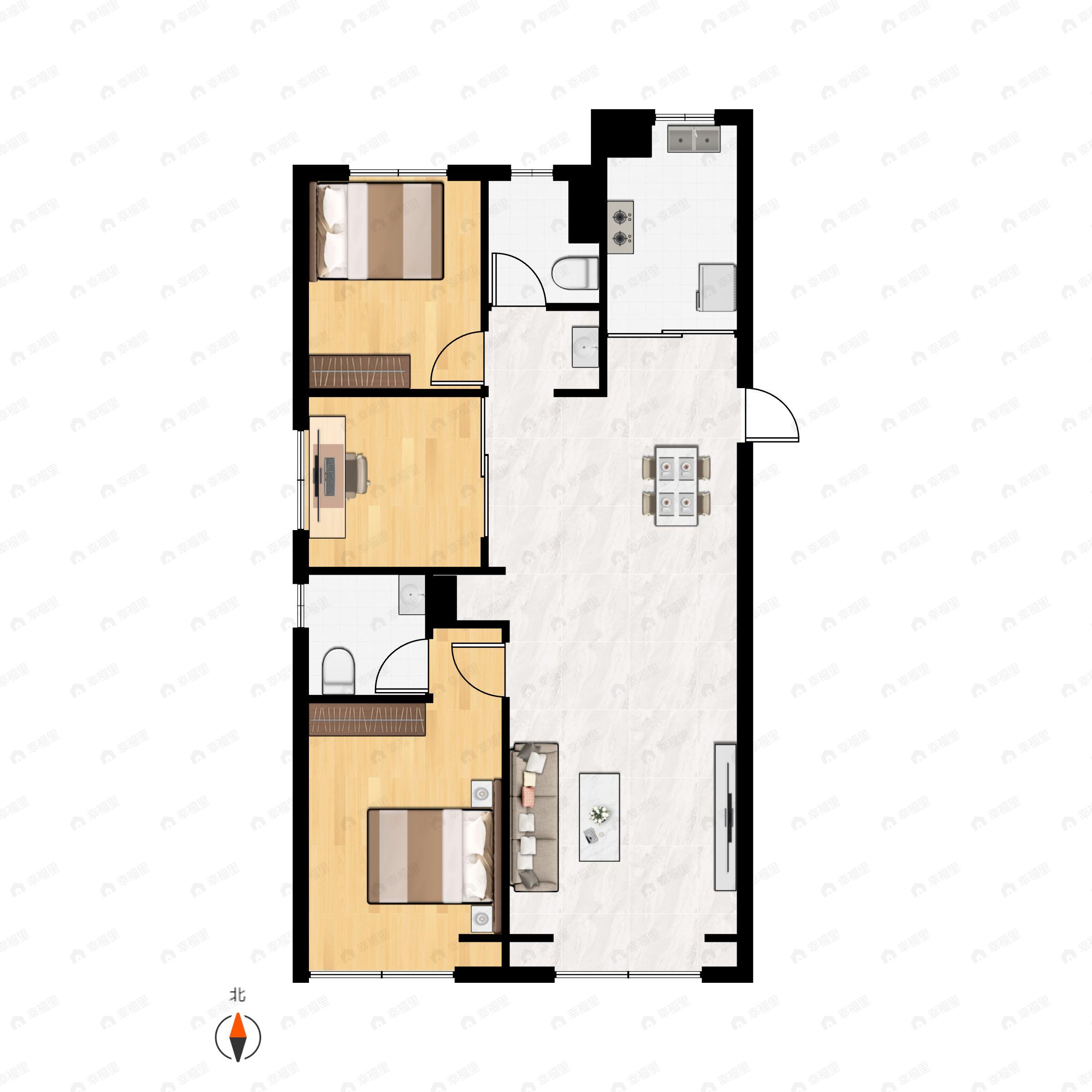 中建星光里3室2厅2卫户型图