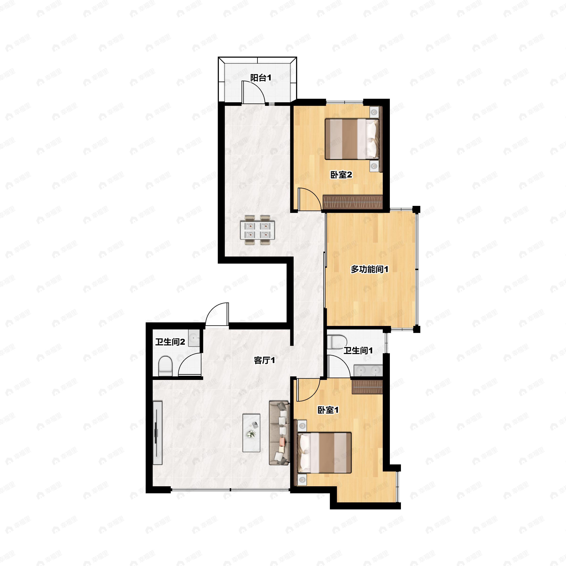 华沃滨河湾3室2厅2卫户型图