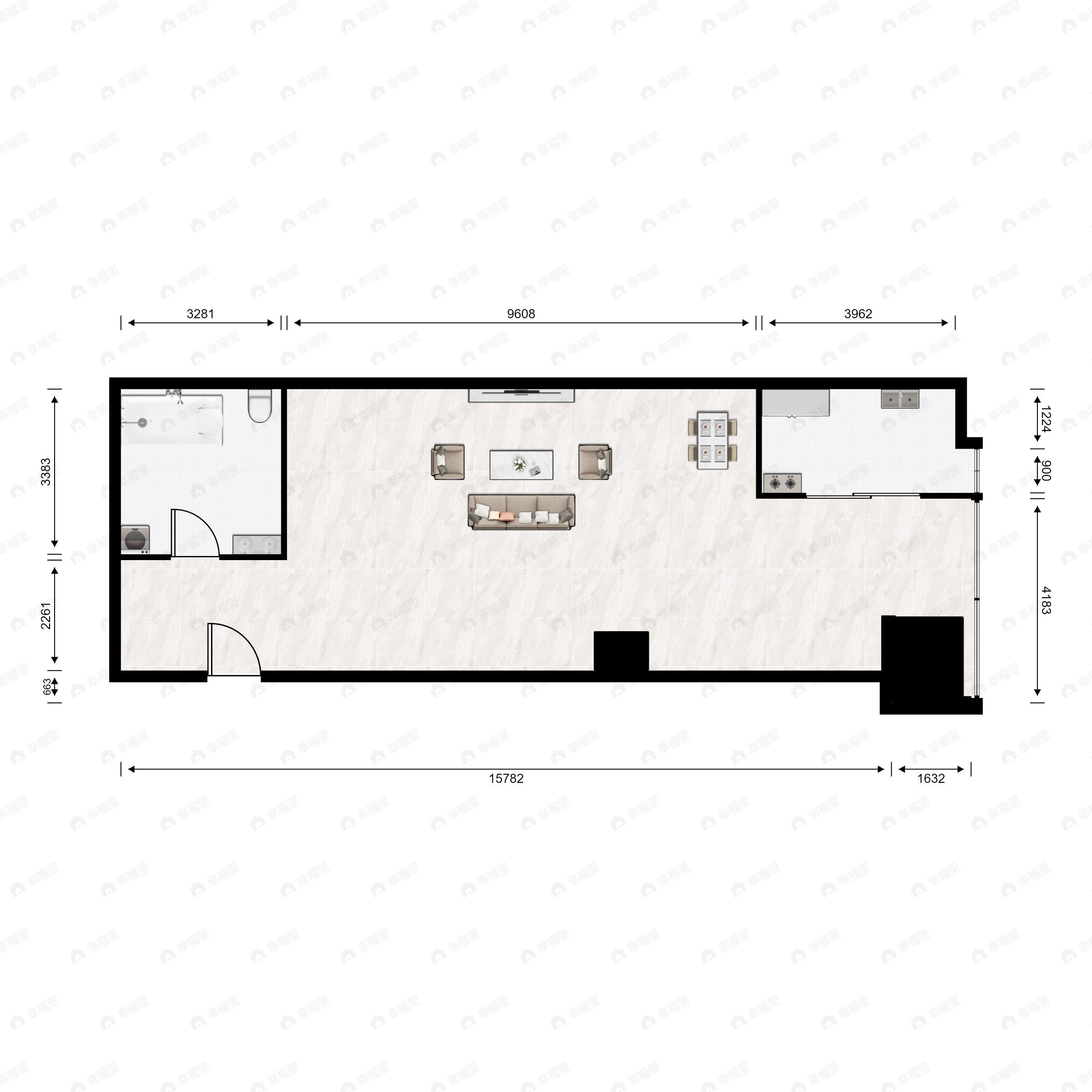 1室1厅1卫建面83平户型图