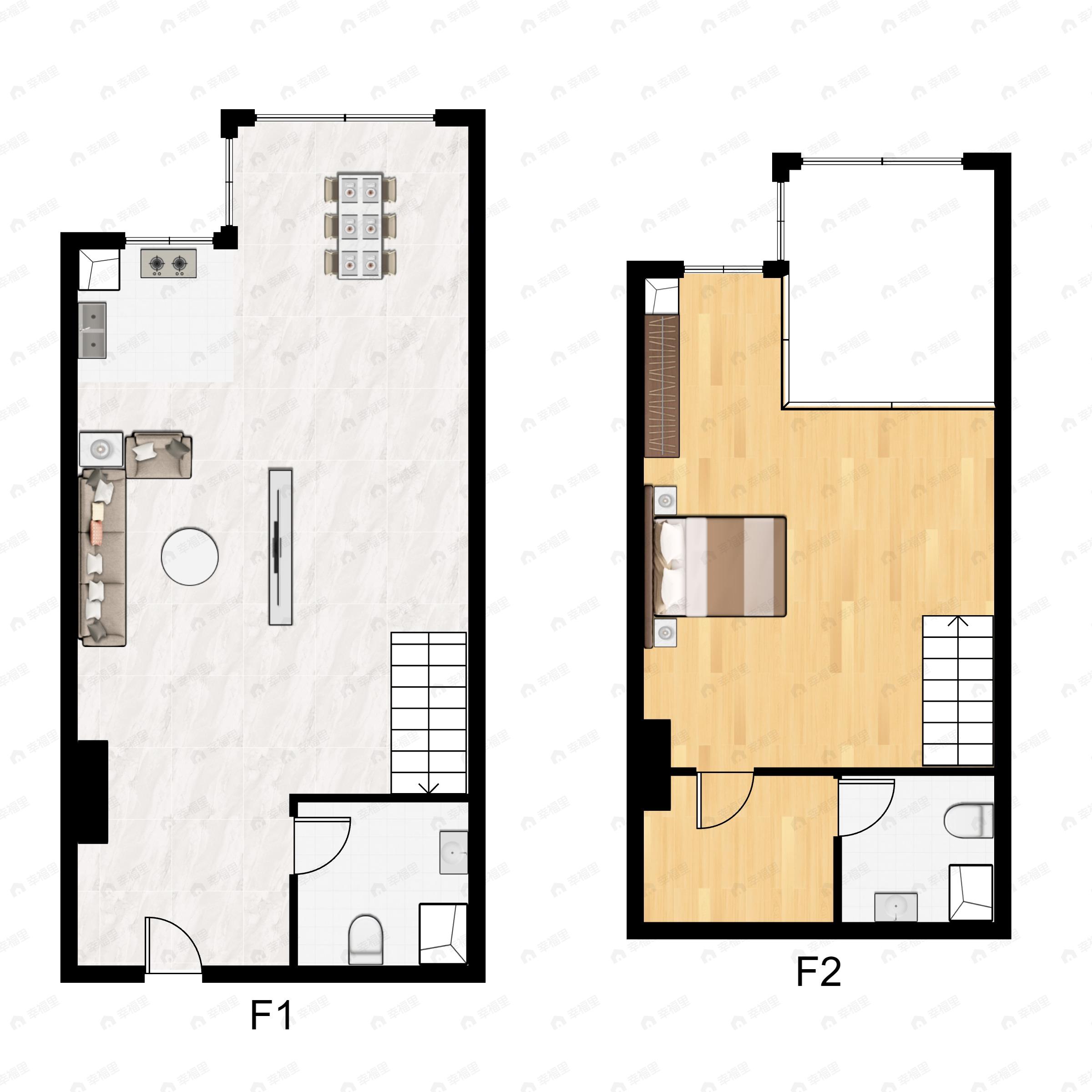 3号LOFT1室1厅2卫户型图