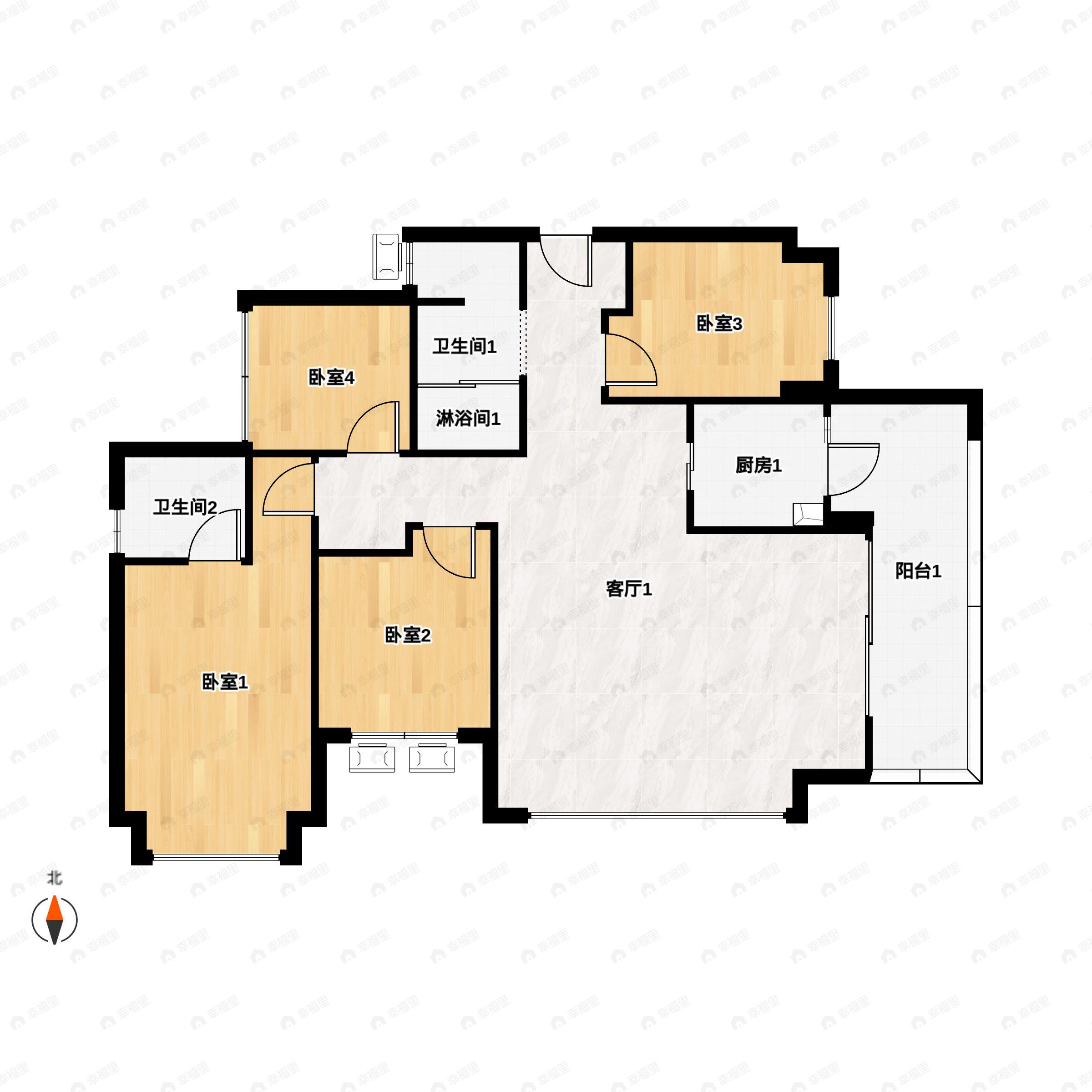 4室2厅2卫建面133平户型图