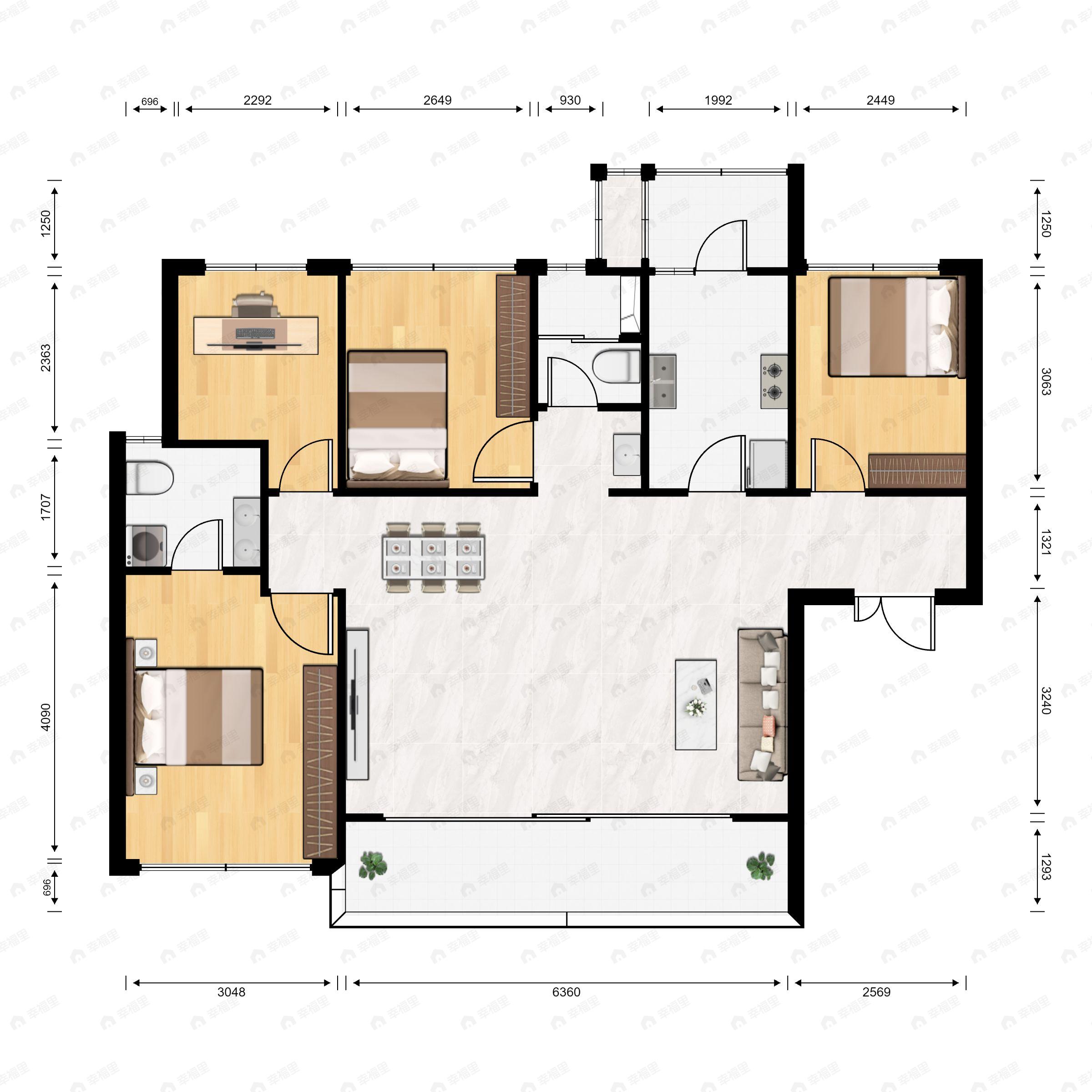 4室2厅2卫建面128平南|北户型图