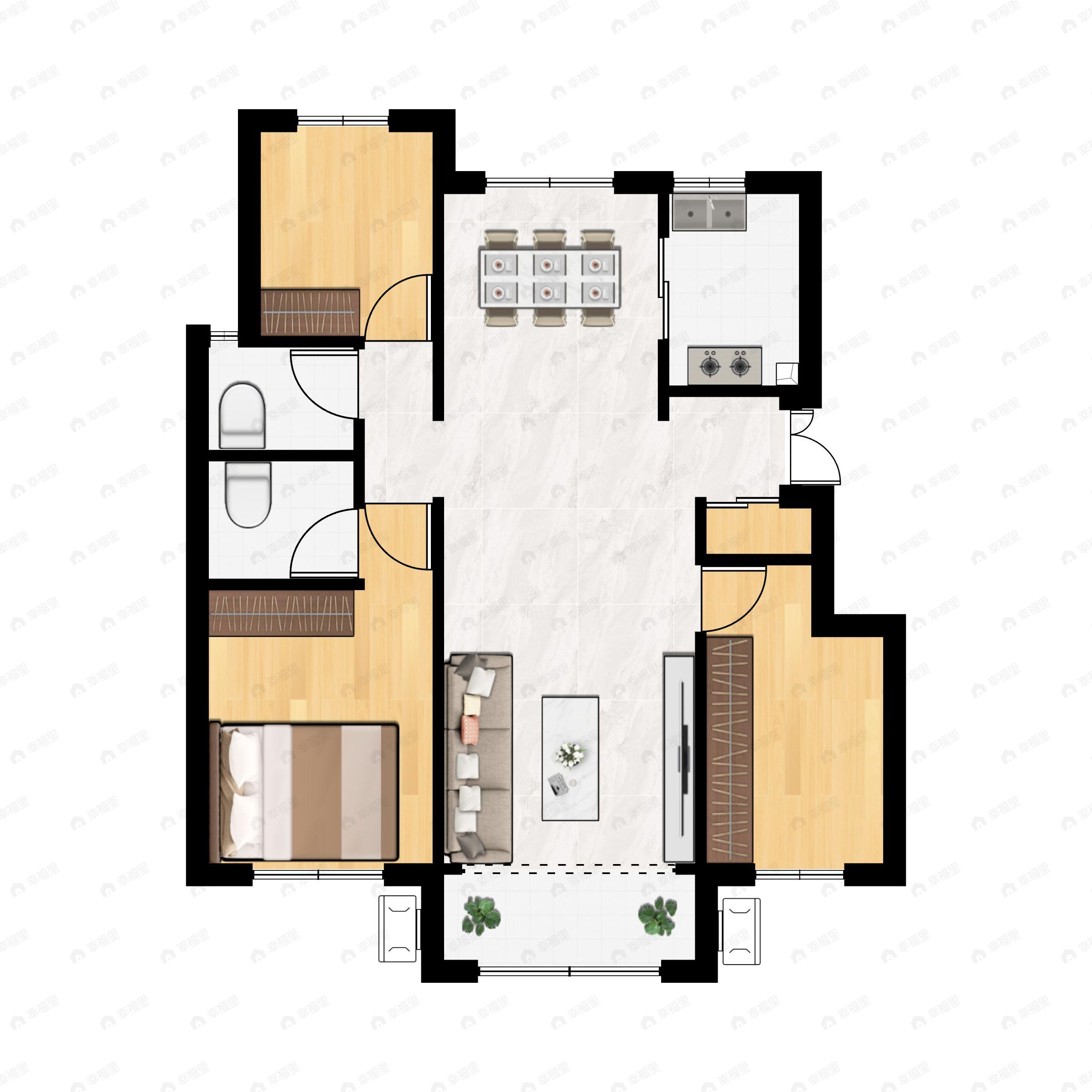 3室2厅2卫建面125平户型图