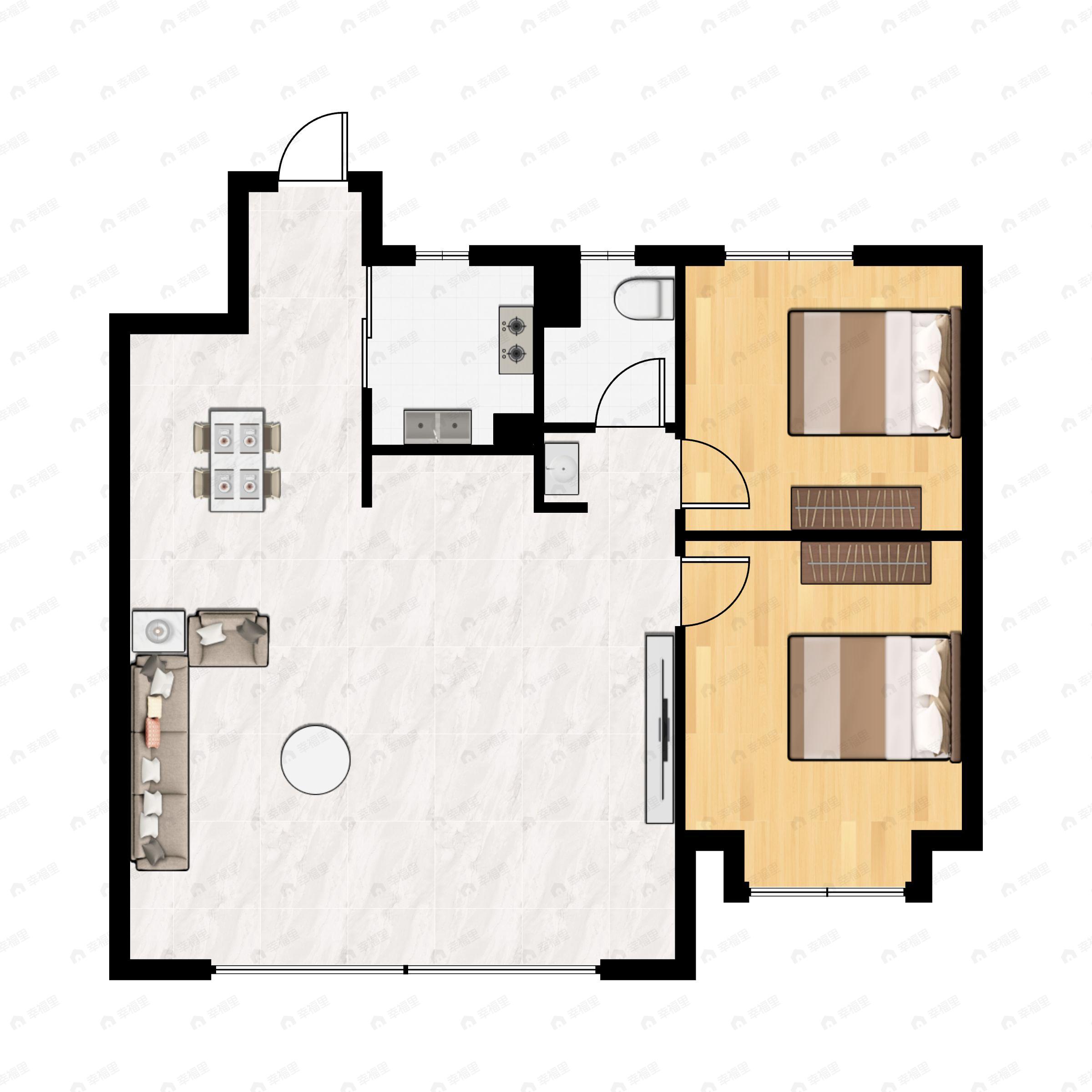 绿地城二期2室2厅1卫户型图