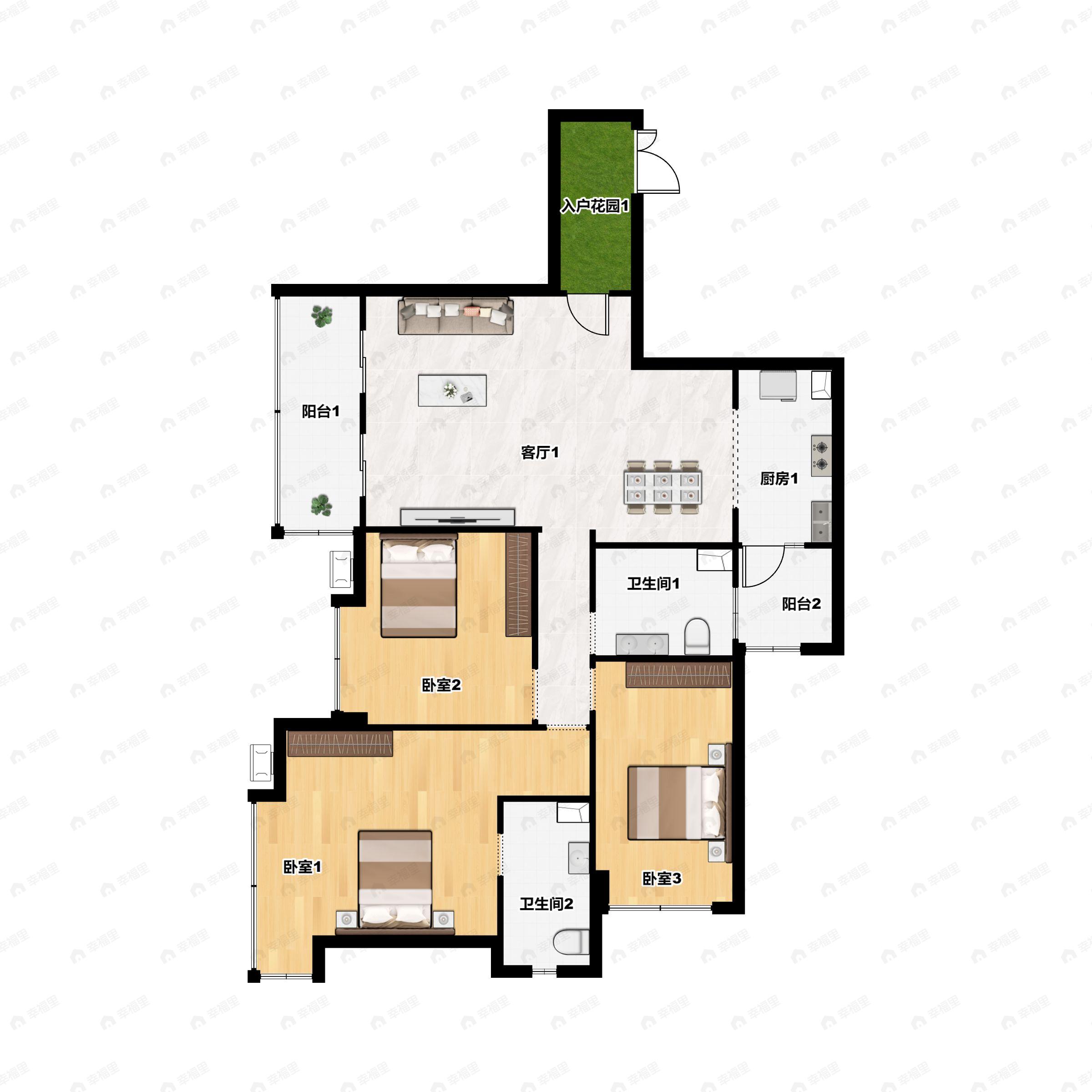 新鸿基悦城3室2厅2卫户型图