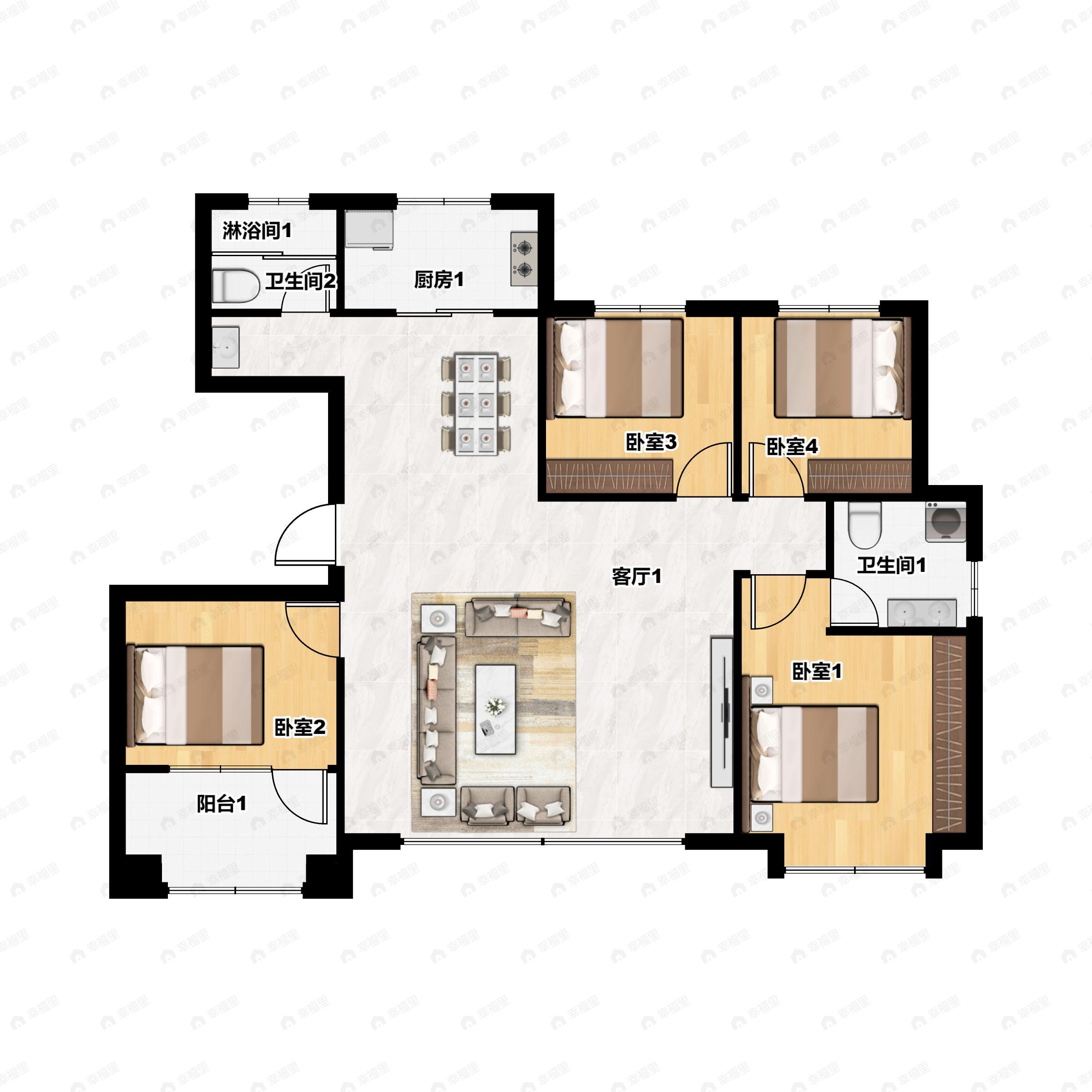 4室2厅2卫建面150平户型图