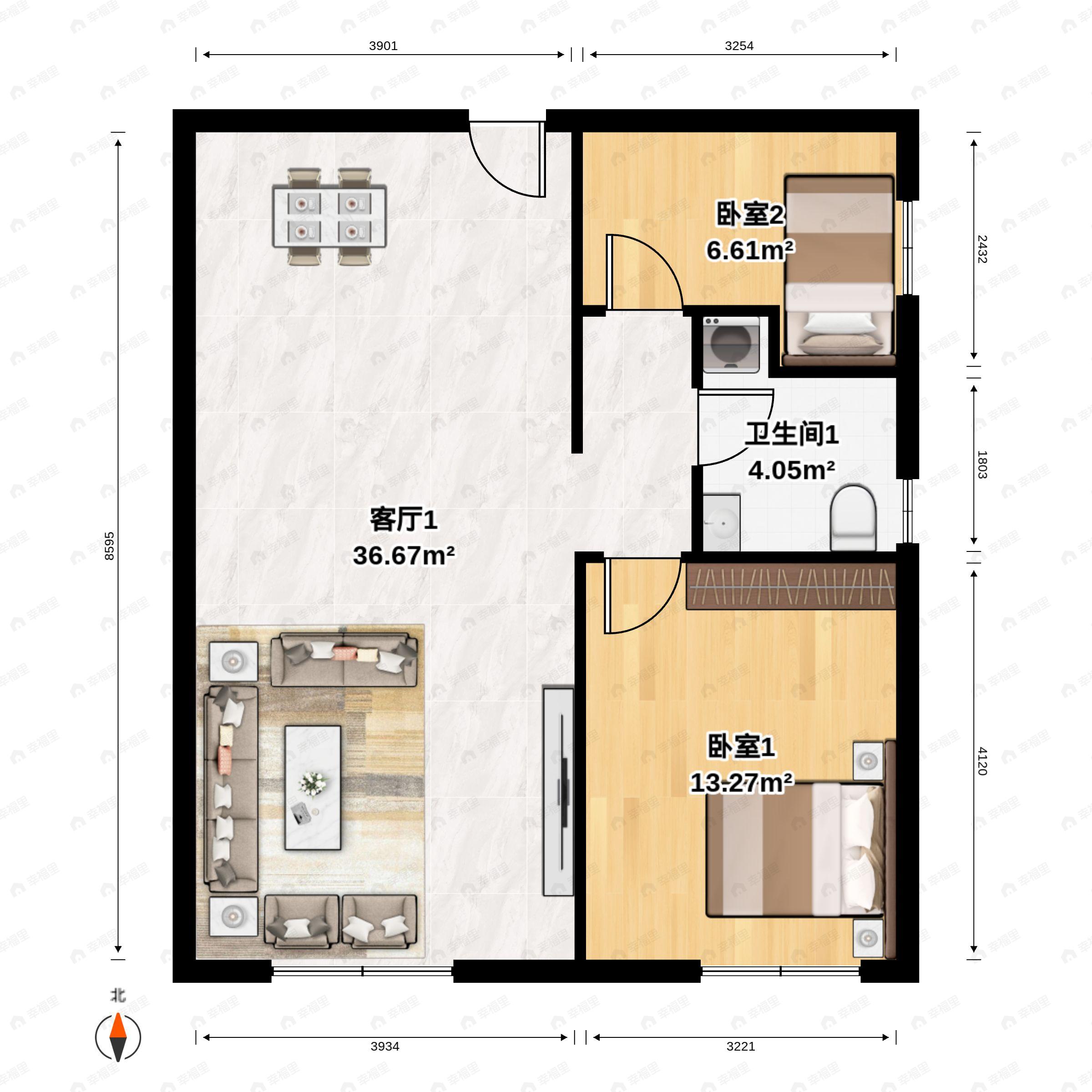 1室1厅1卫建面82平户型图