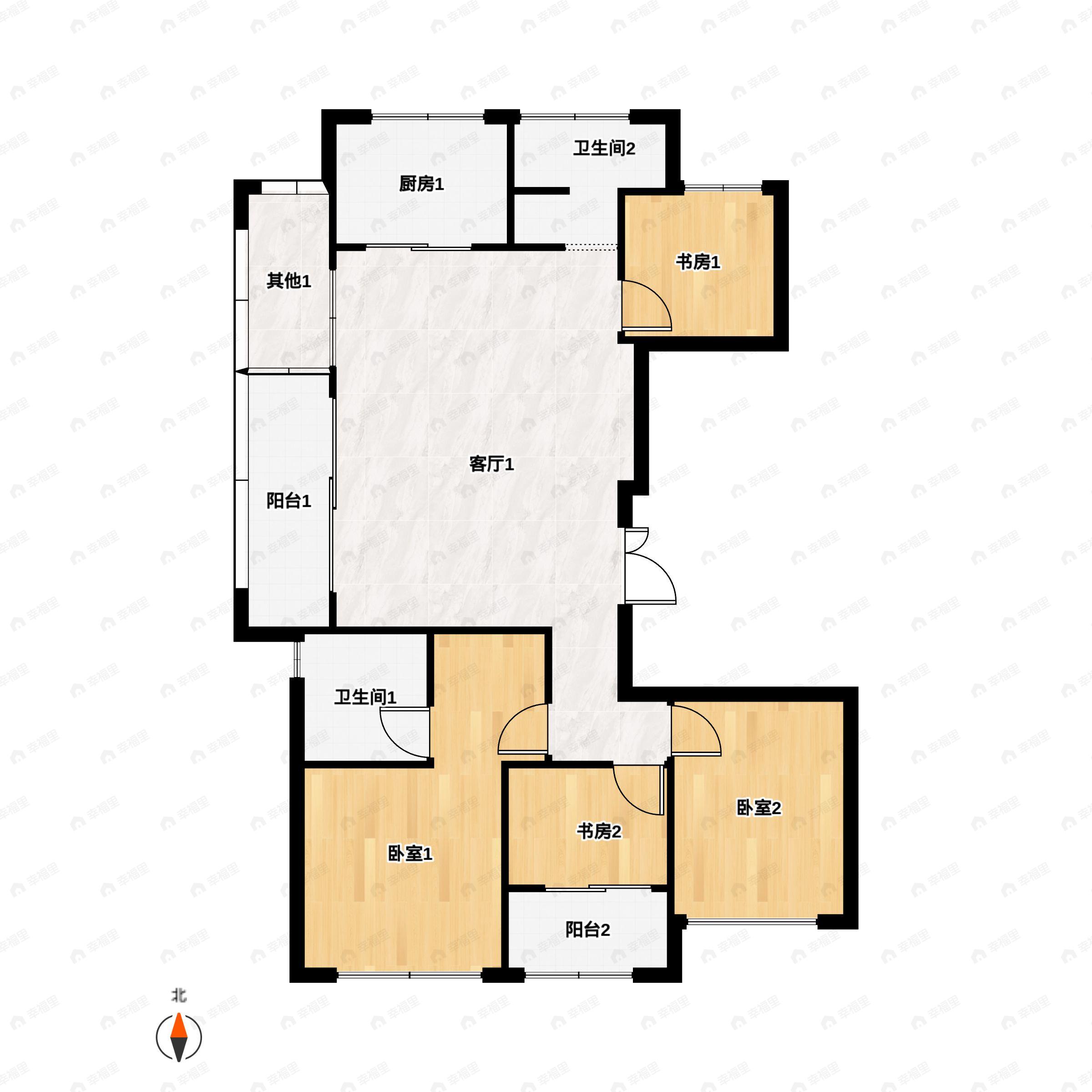 4室2厅2卫建面129平户型图