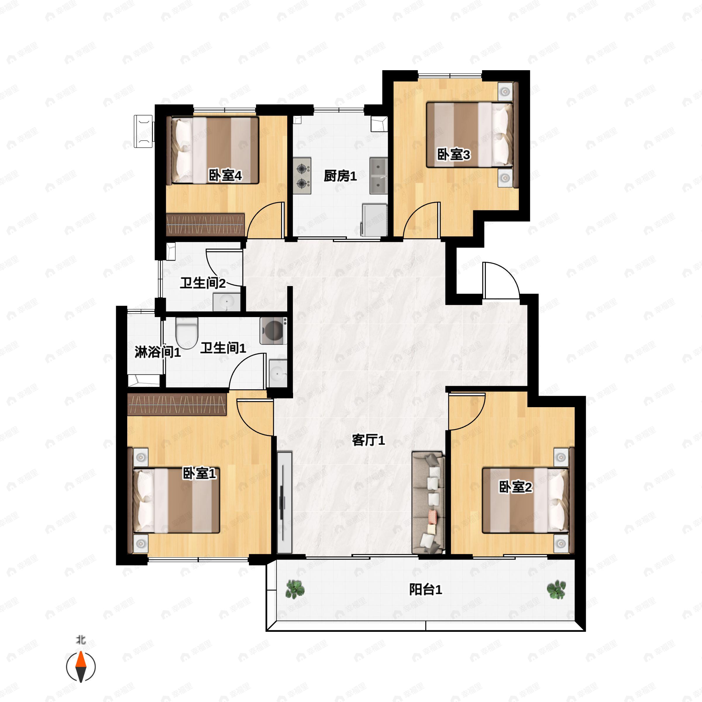 景欣春漫里4室2厅2卫户型图