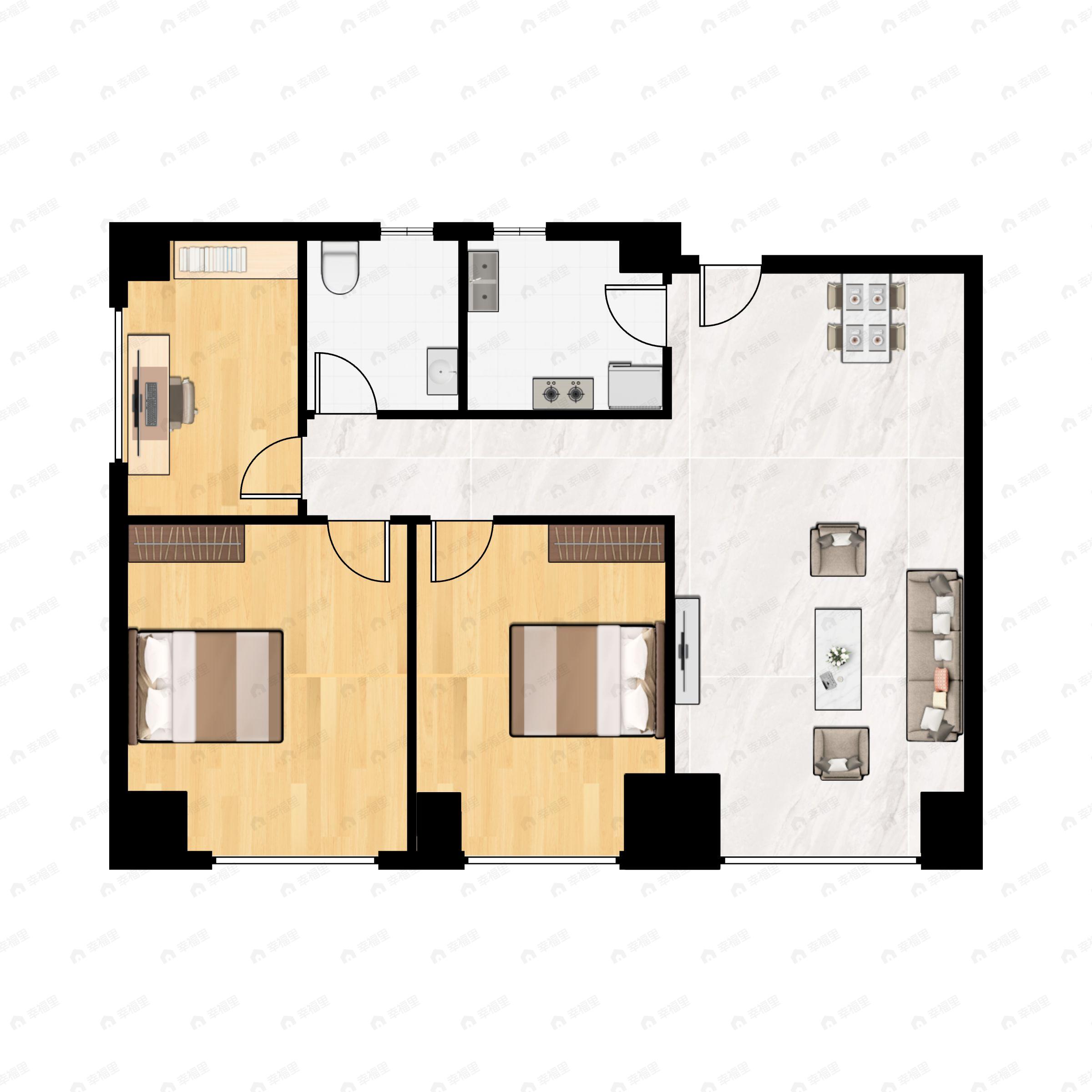 3室2厅1卫建面93平户型图