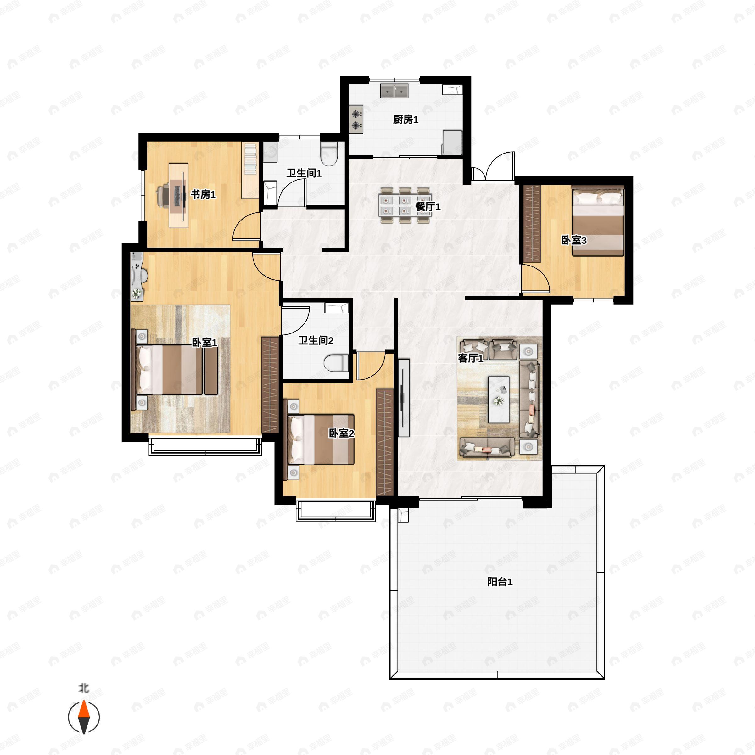城乡居壹号苑4室2厅2卫户型图