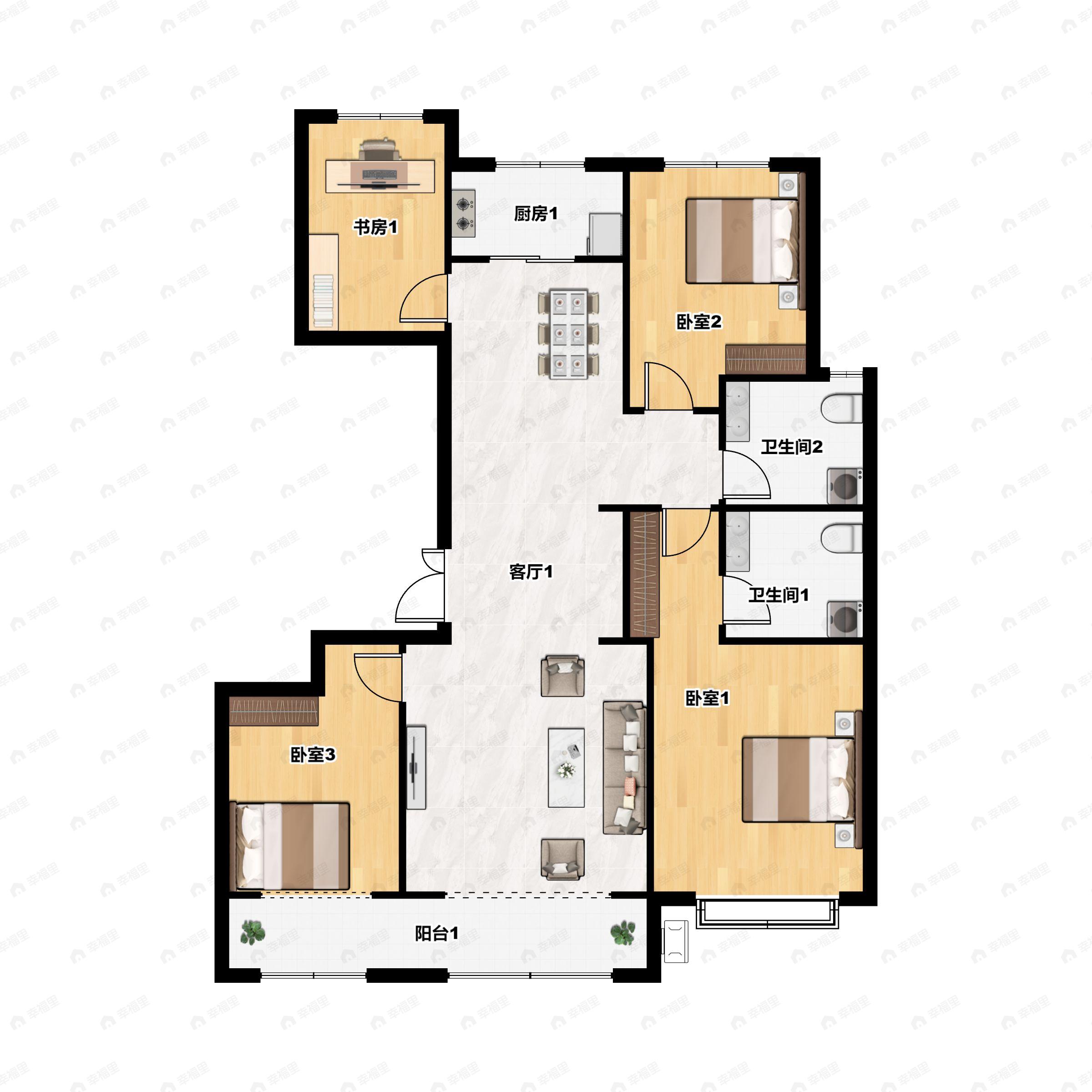 4室2厅2卫建面147平南|北户型图
