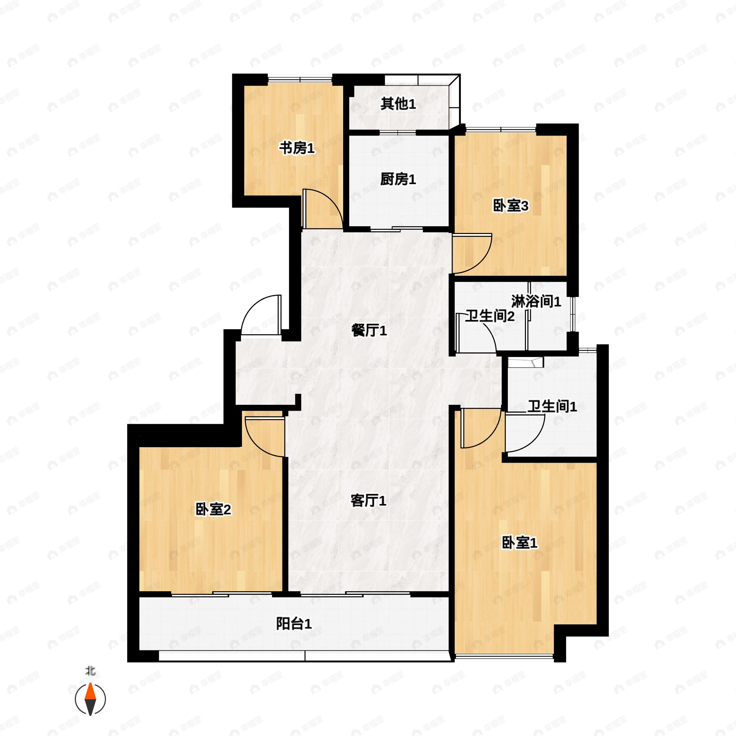4室2厅2卫建面138平户型图