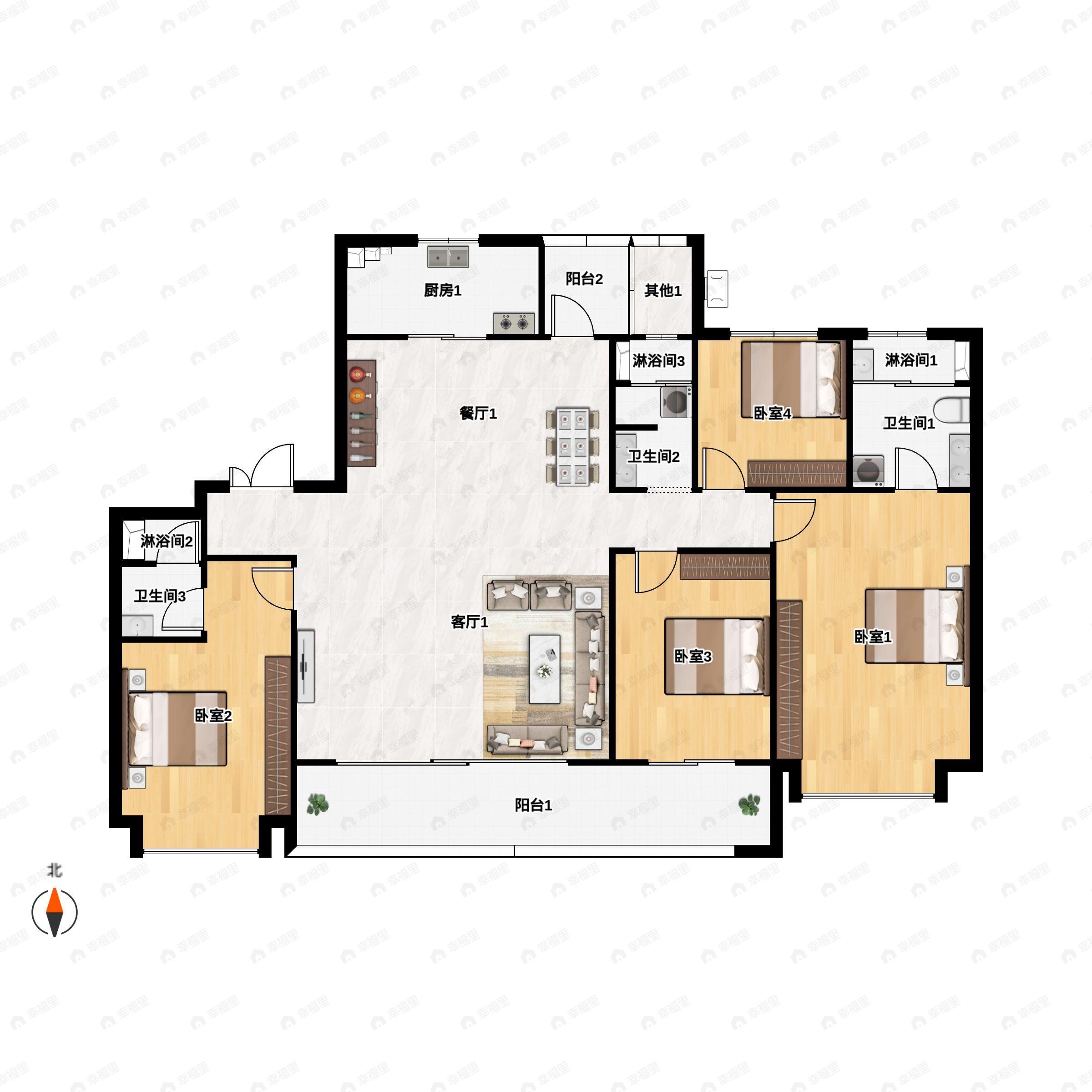 碧桂园观澜4室2厅3卫户型图