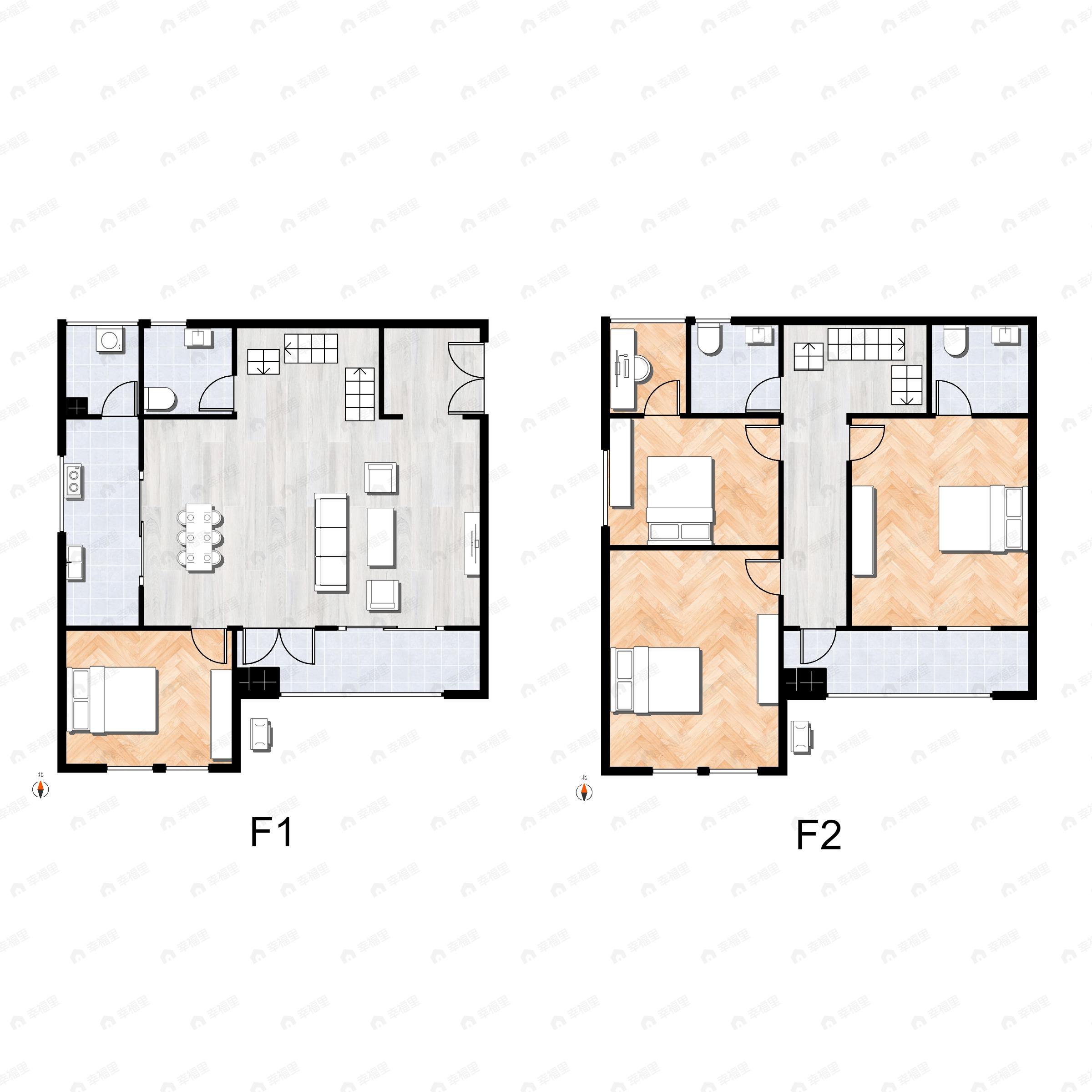 4室2厅3卫建面123平户型图
