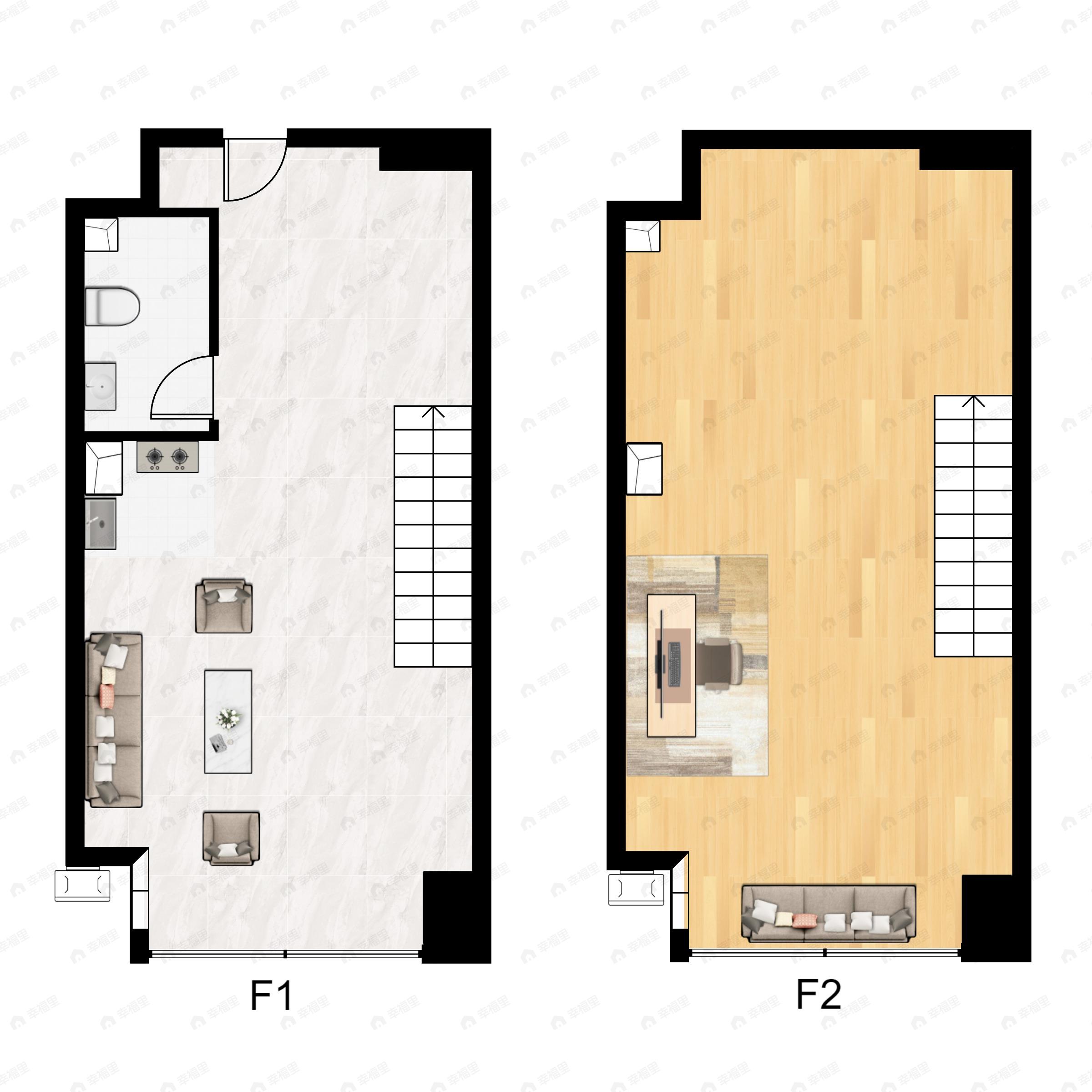 1室1厅1卫建面48m²南|北户型图