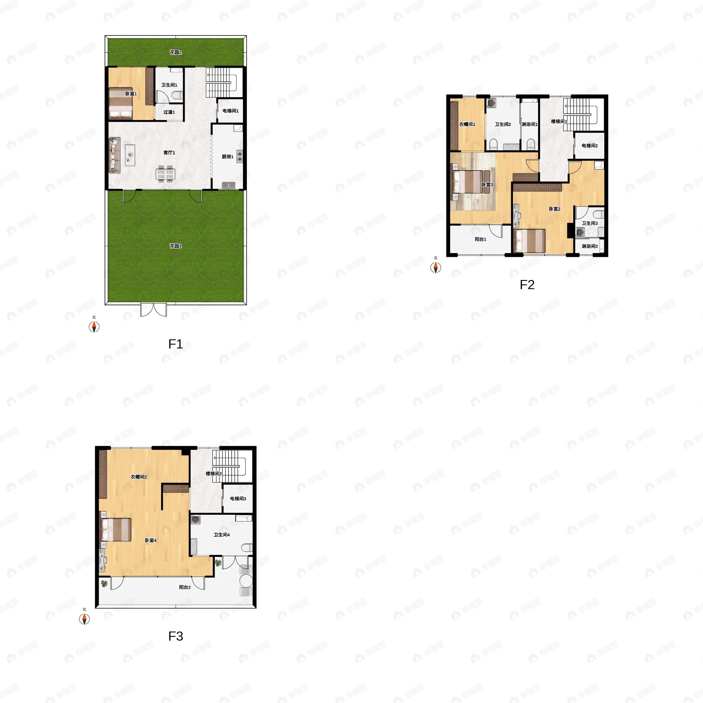 4室2厅4卫建面238平南户型图