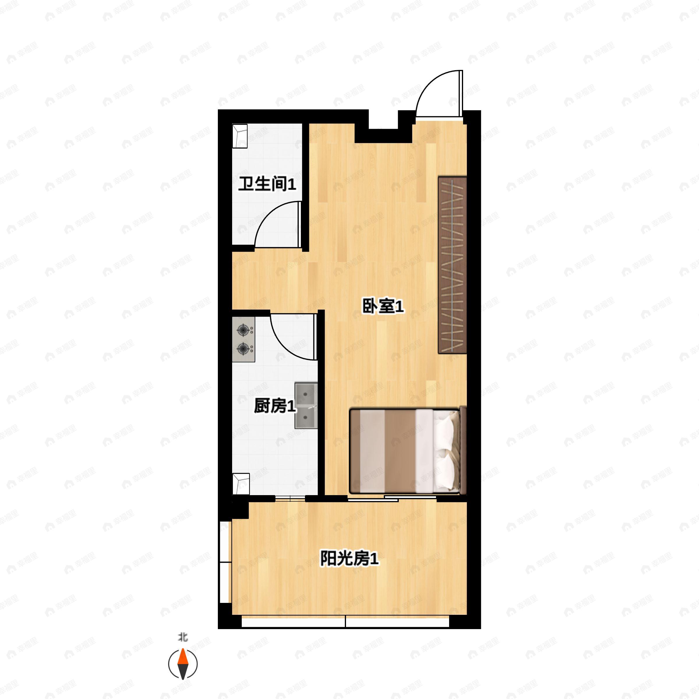 丽晶公馆1室1卫户型图