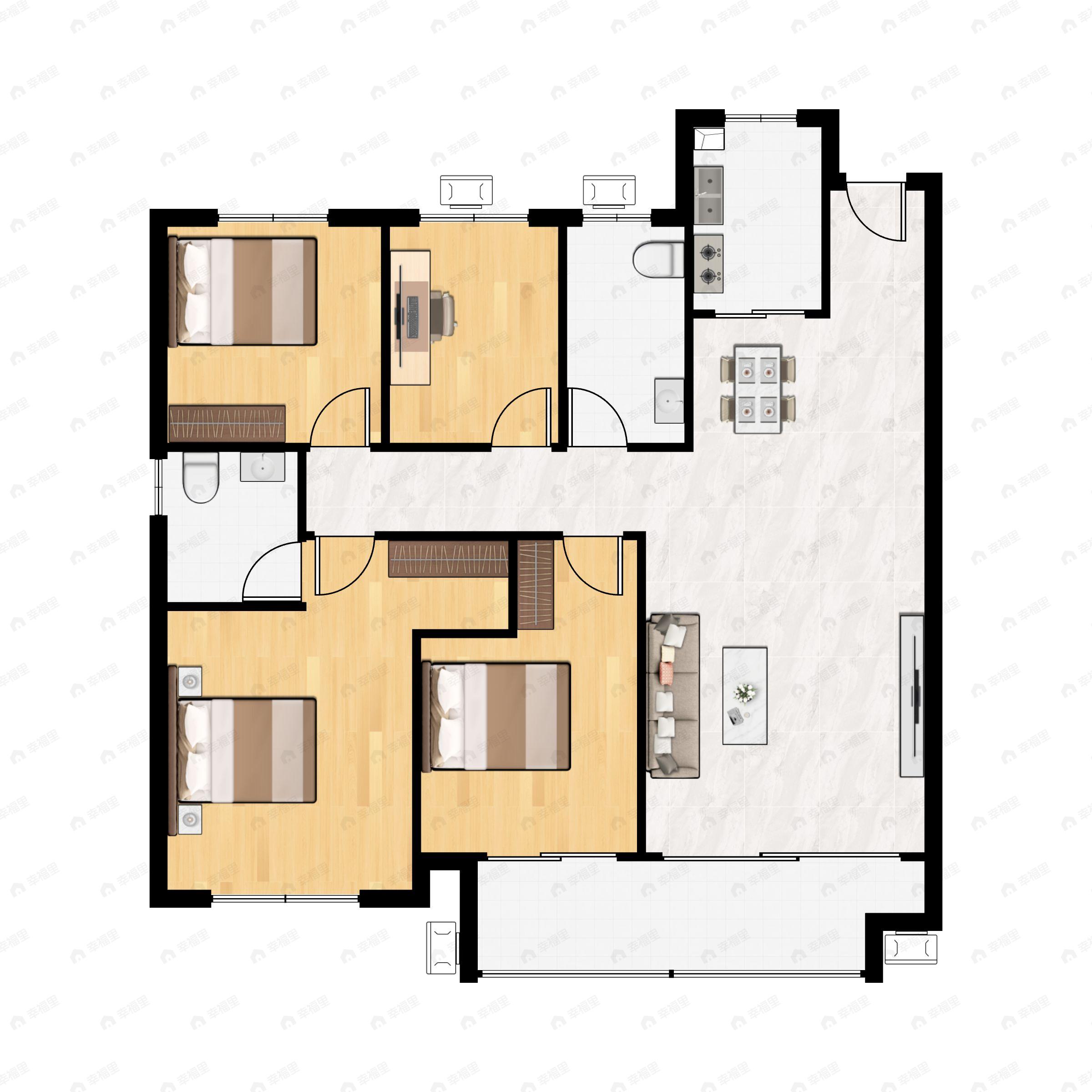 东城御府4室2厅2卫户型图