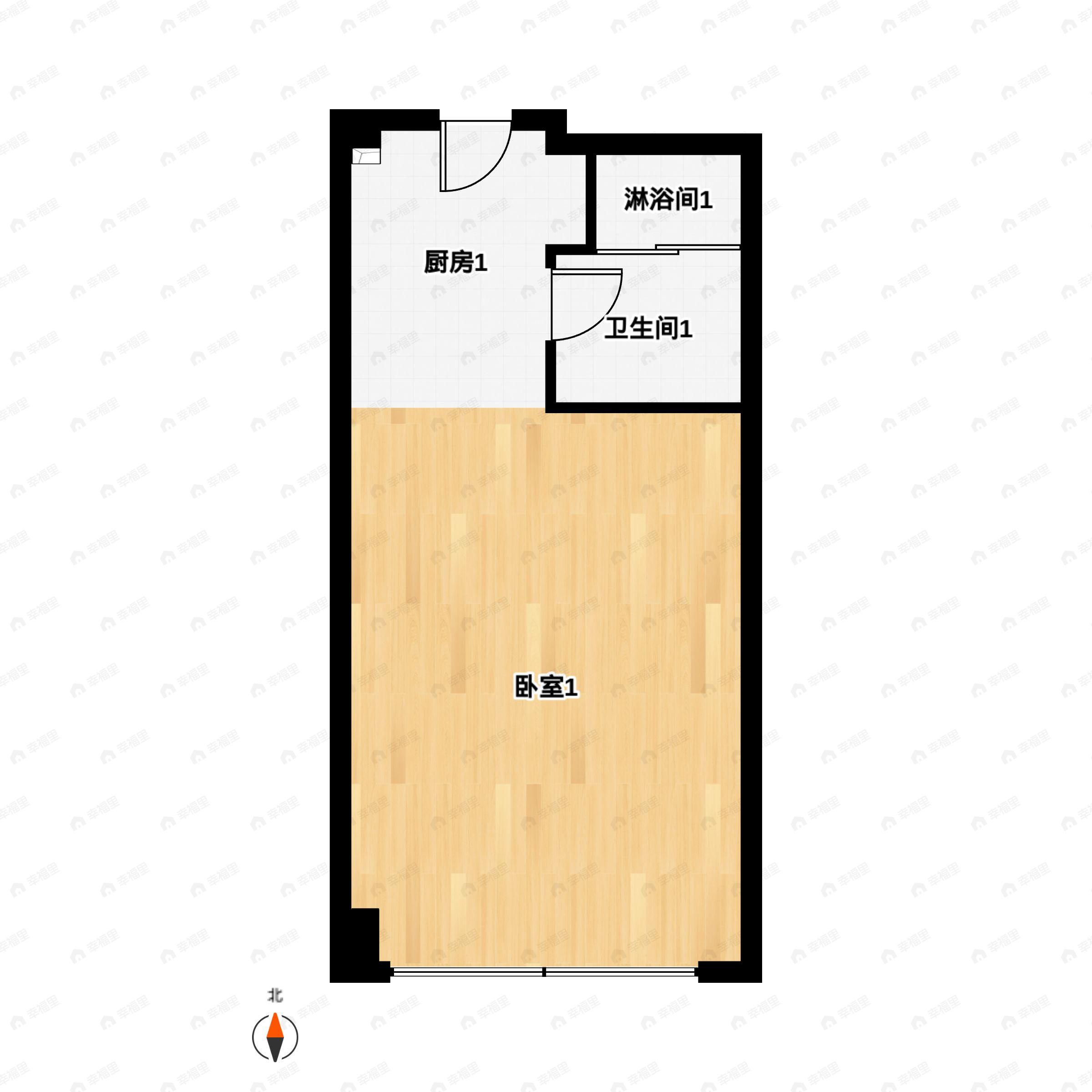 1室1厅1卫建面61平户型图