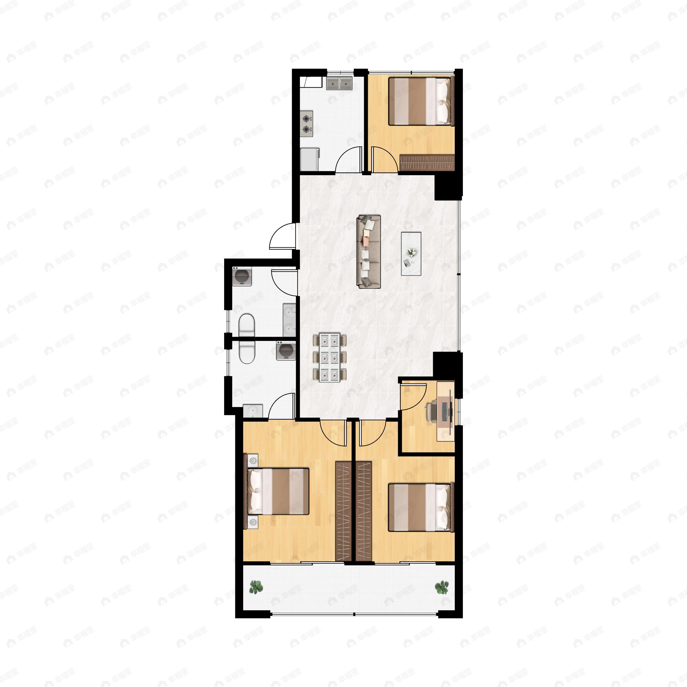 4室2厅2卫建面109平南|北户型图
