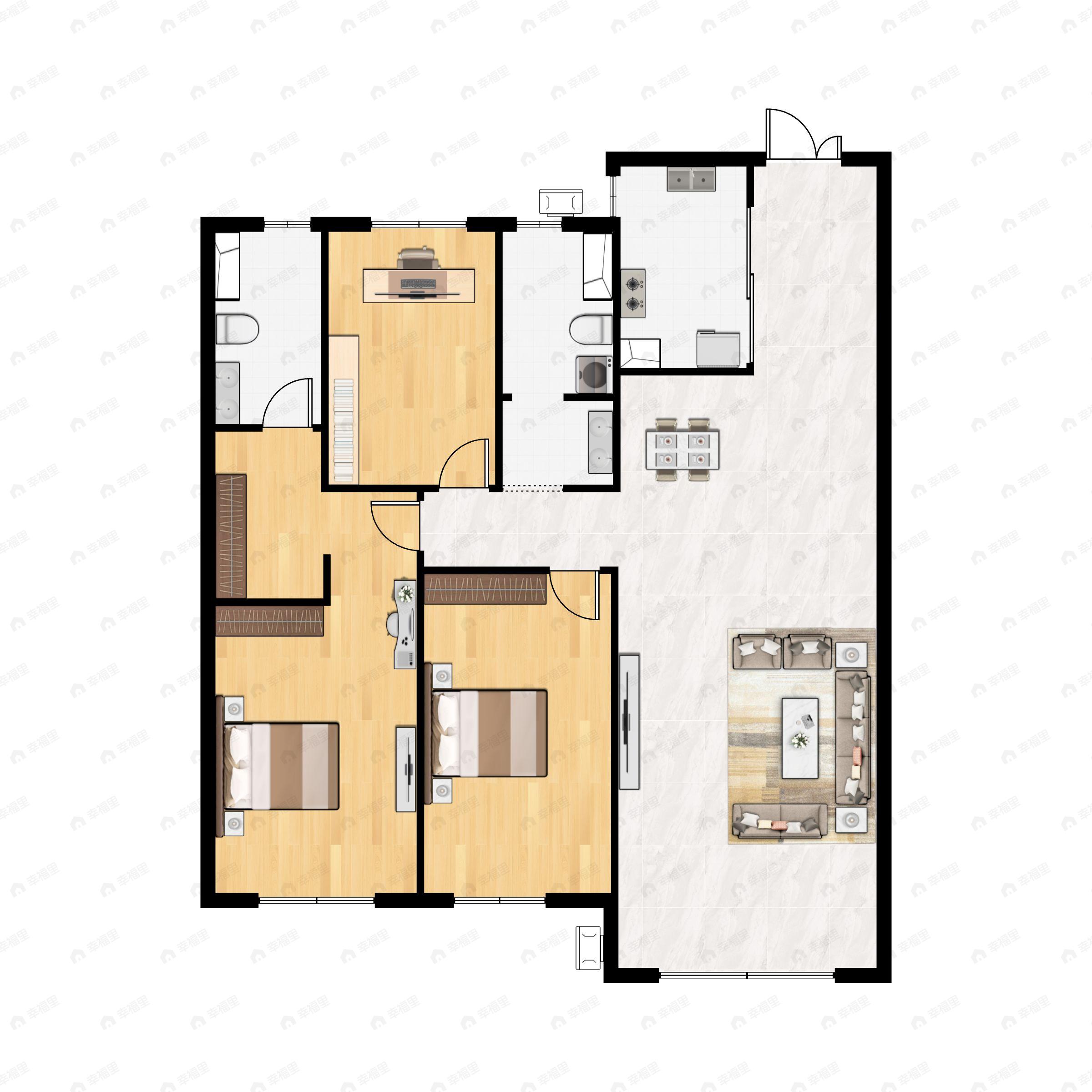 颐盛壹号公馆3室2厅2卫户型图