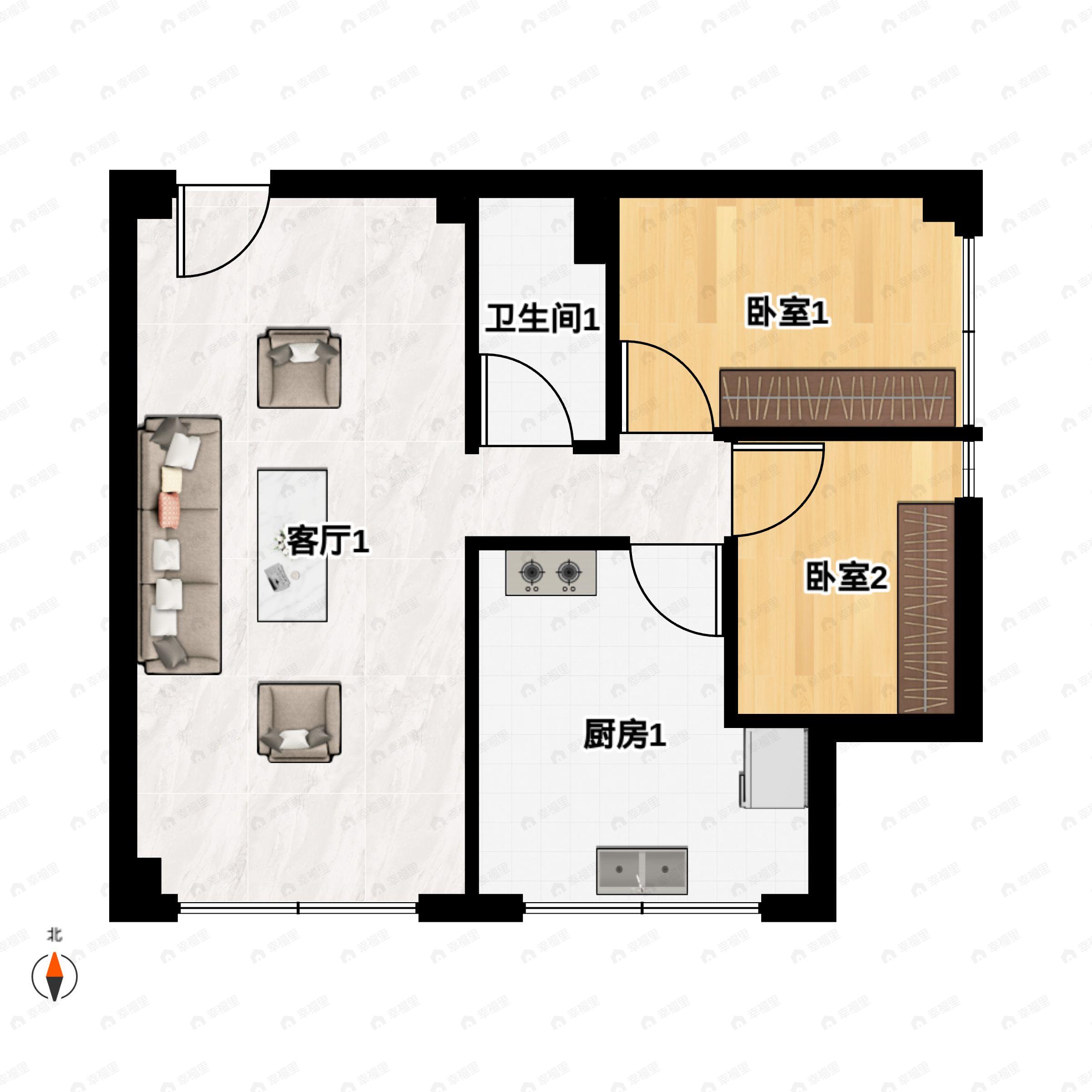 3室2厅1卫建面128平户型图