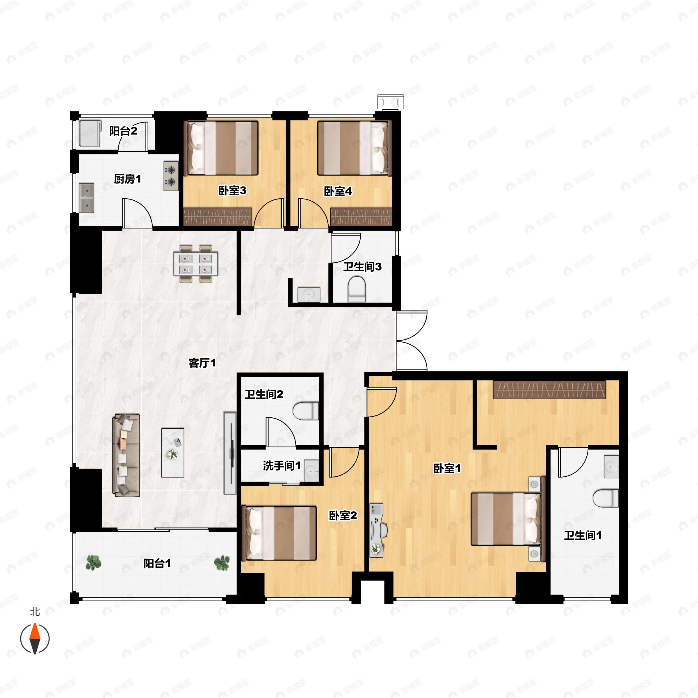 奥园和悦府4室2厅3卫户型图