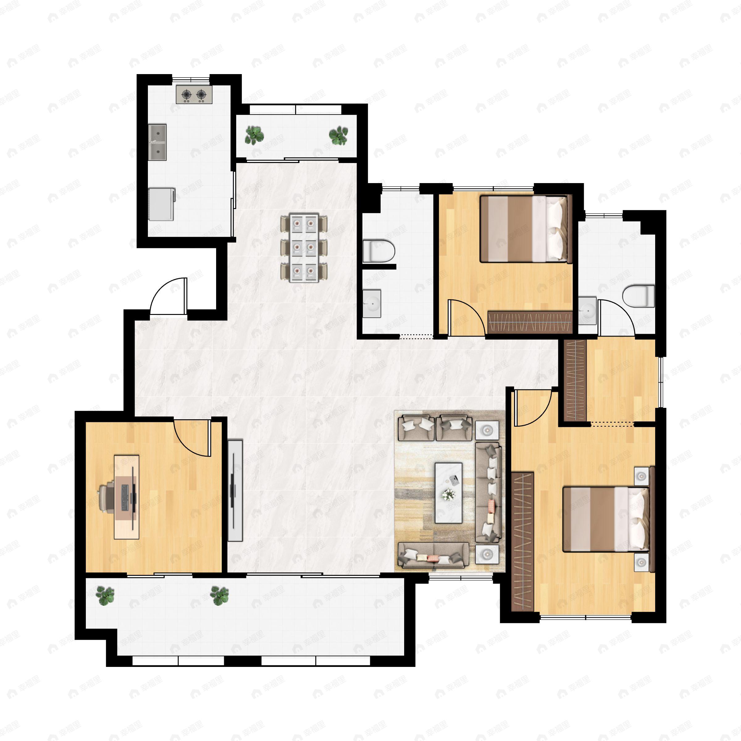 3室2厅2卫建面150平户型图