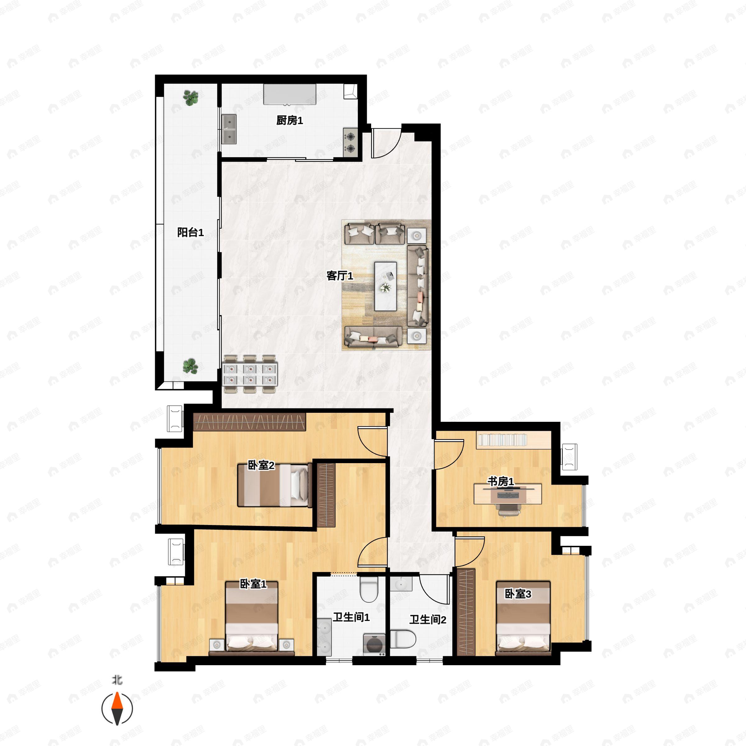 两江溪岸云蔚4室2厅2卫户型图