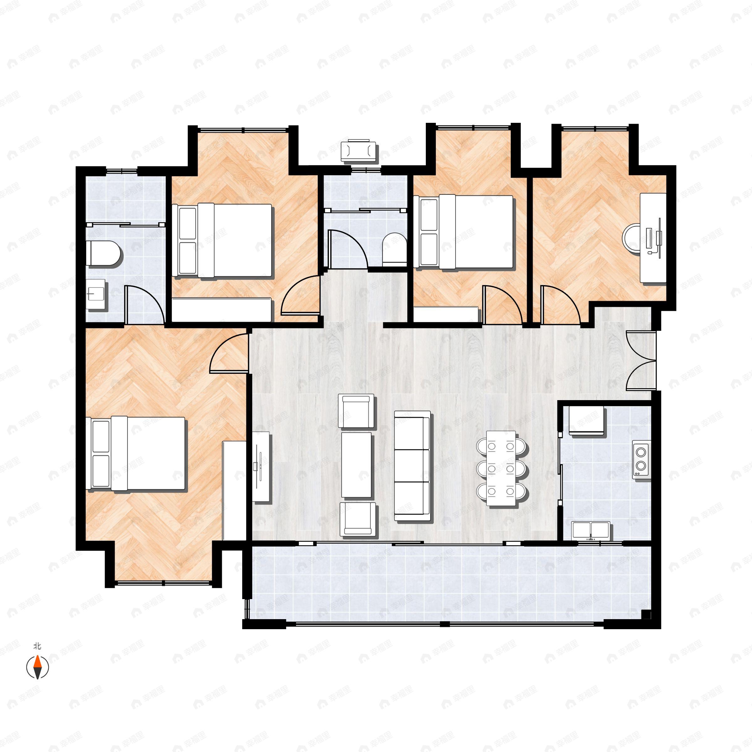 4室2厅2卫建面99平户型图