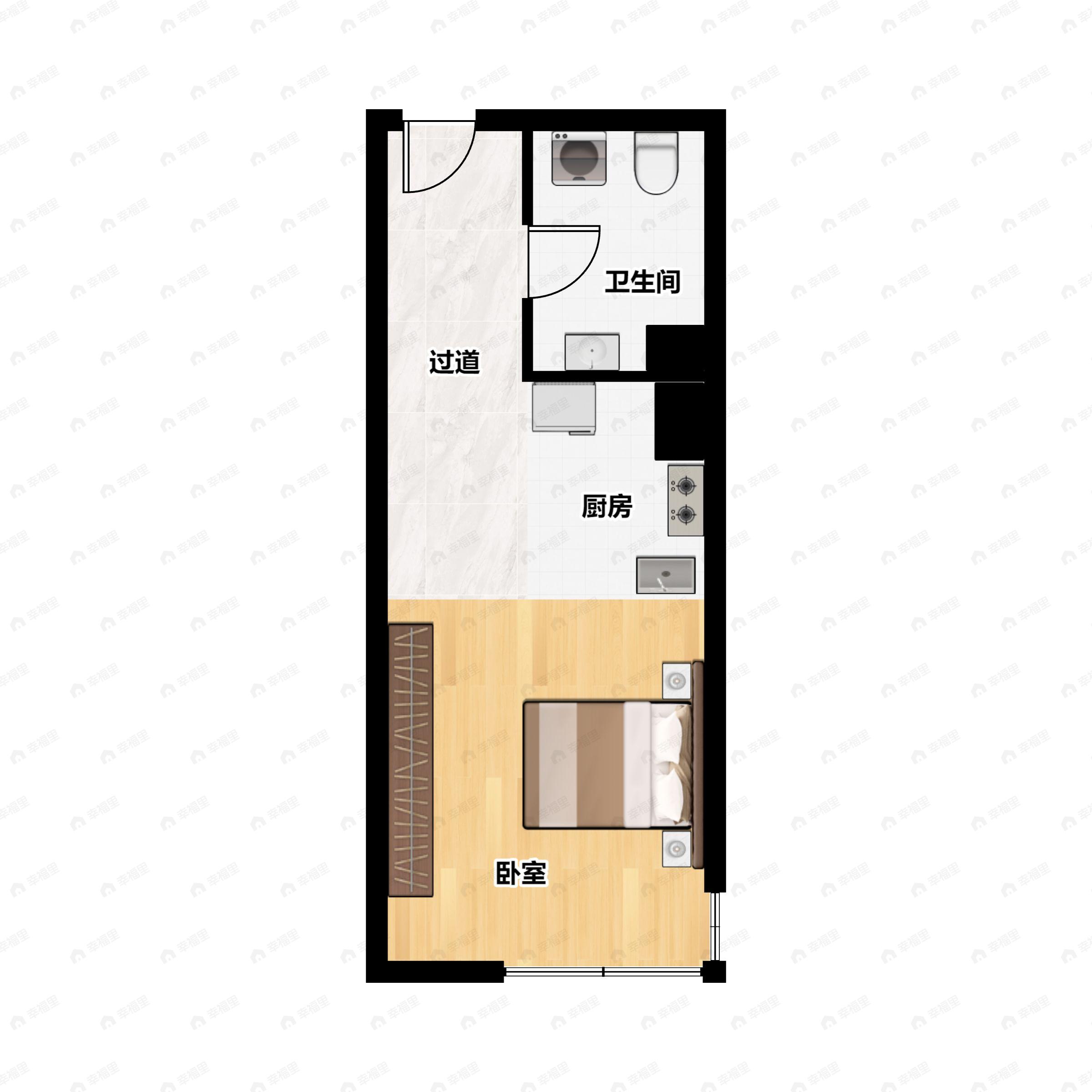 1室1厅1卫建面32平户型图