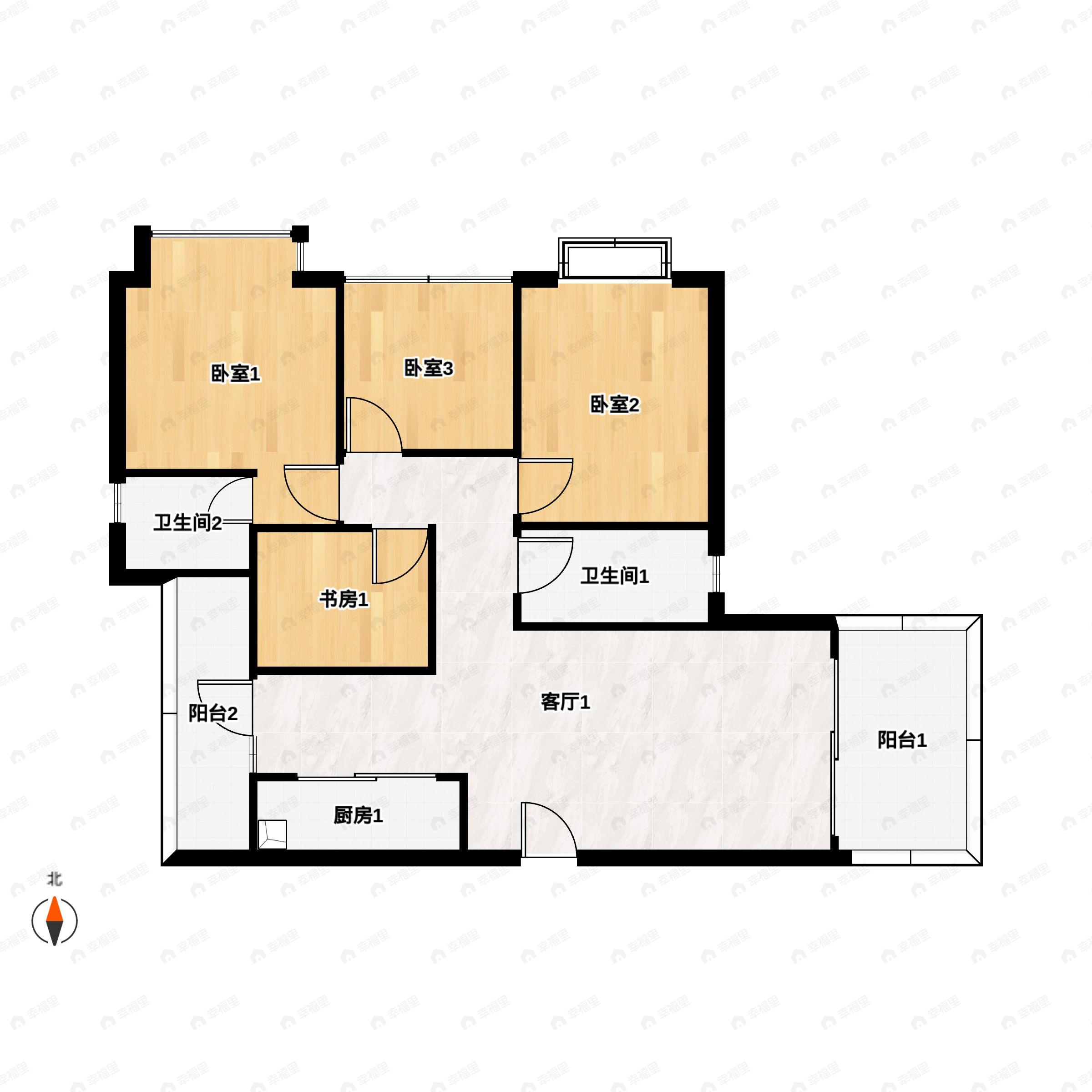 4室2厅2卫建面116平户型图