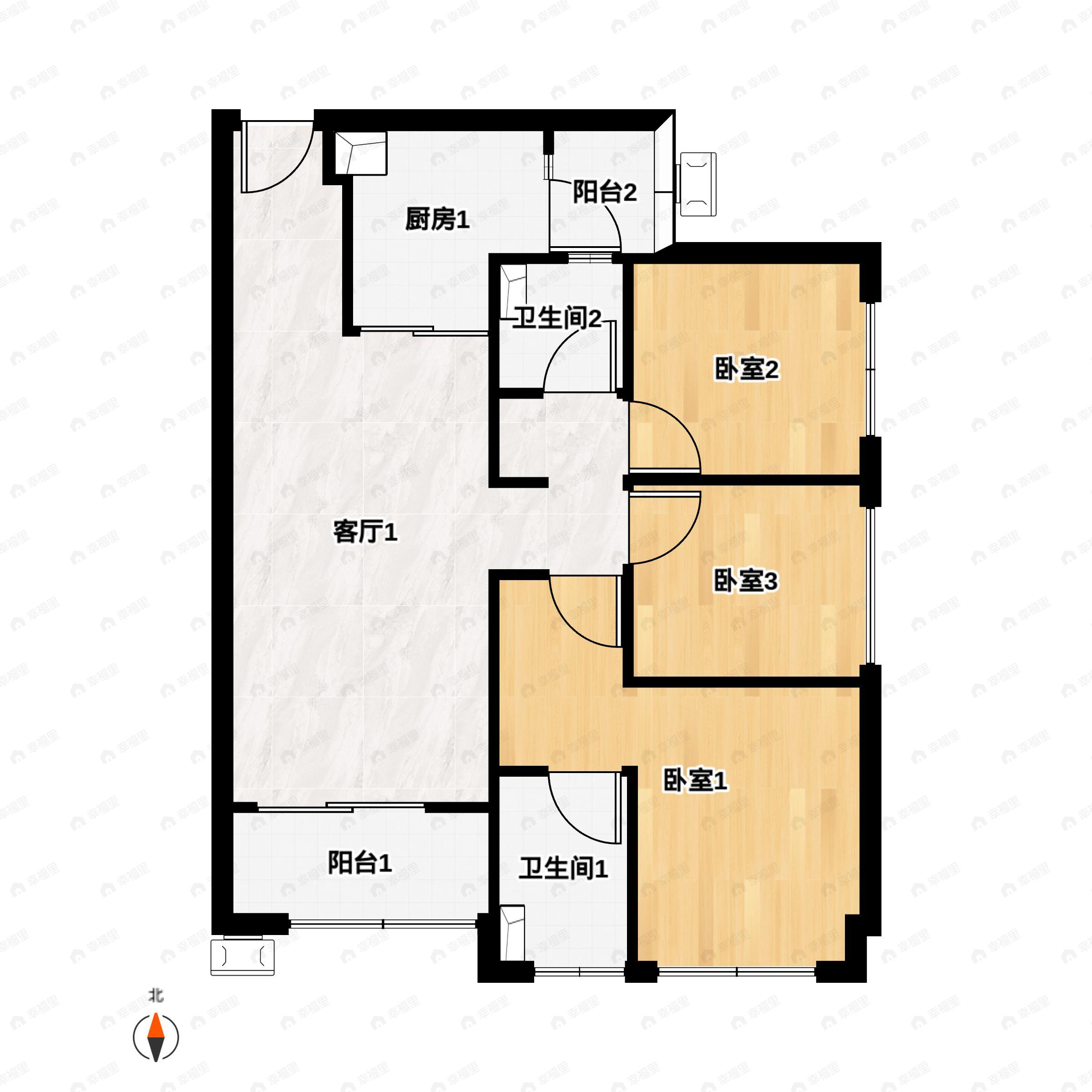 阳光城檀府3室2厅2卫户型图