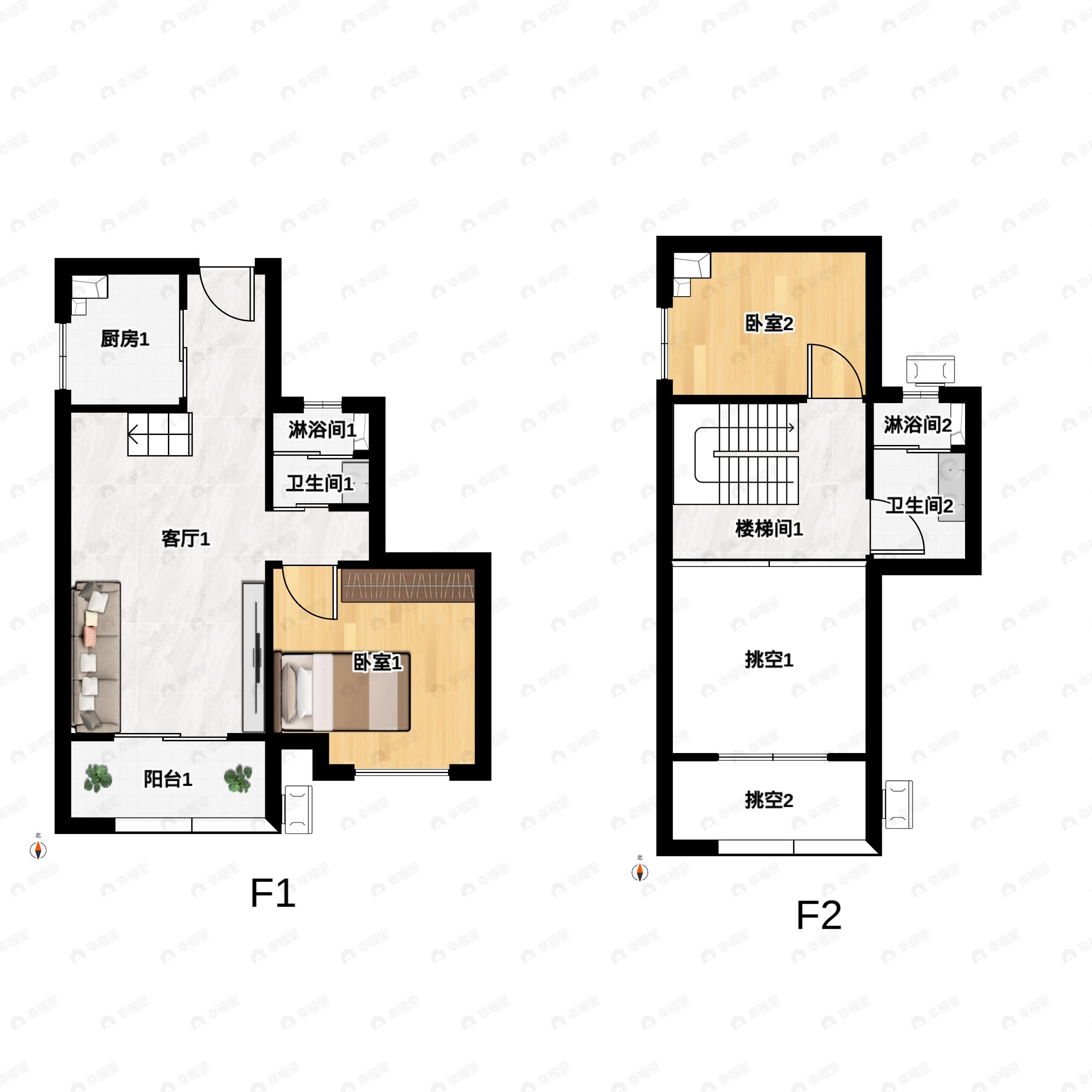 2室2厅2卫建面99平户型图