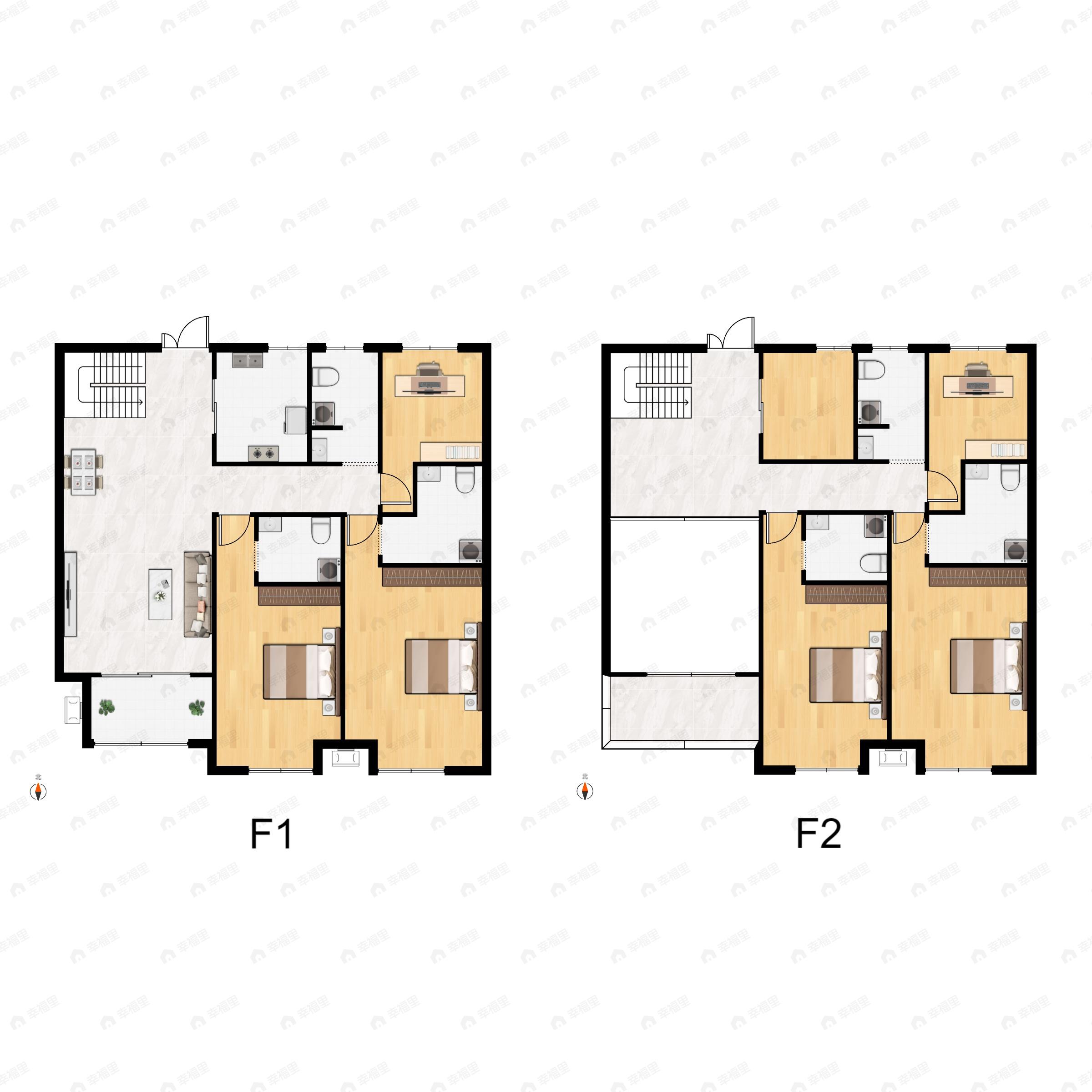 7室3厅6卫建面264平北|南户型图
